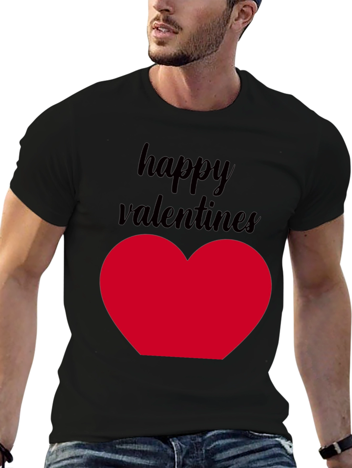 Happy Valentines Heart T-Shirt - Black
