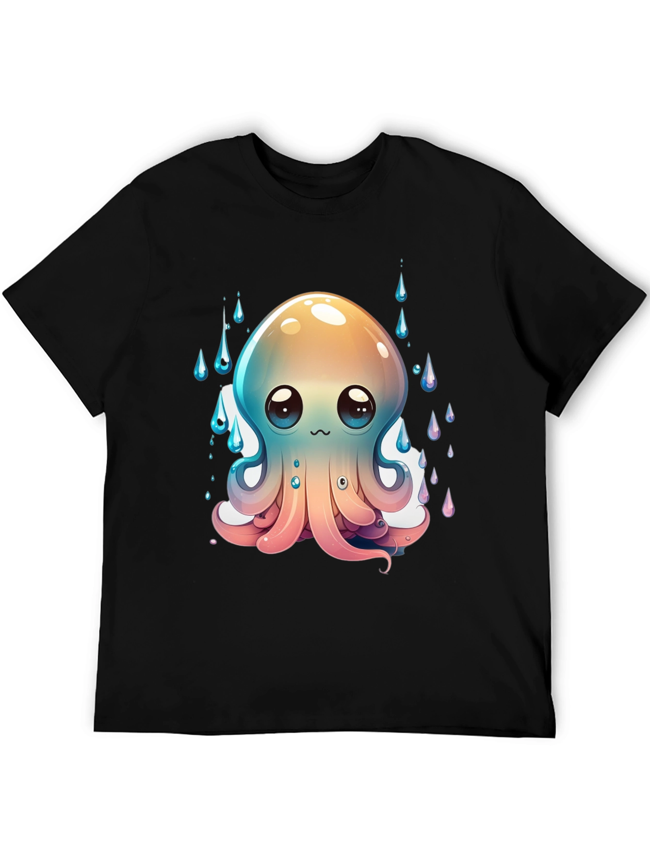 Cute Octopus Graphic T-Shirt - Black