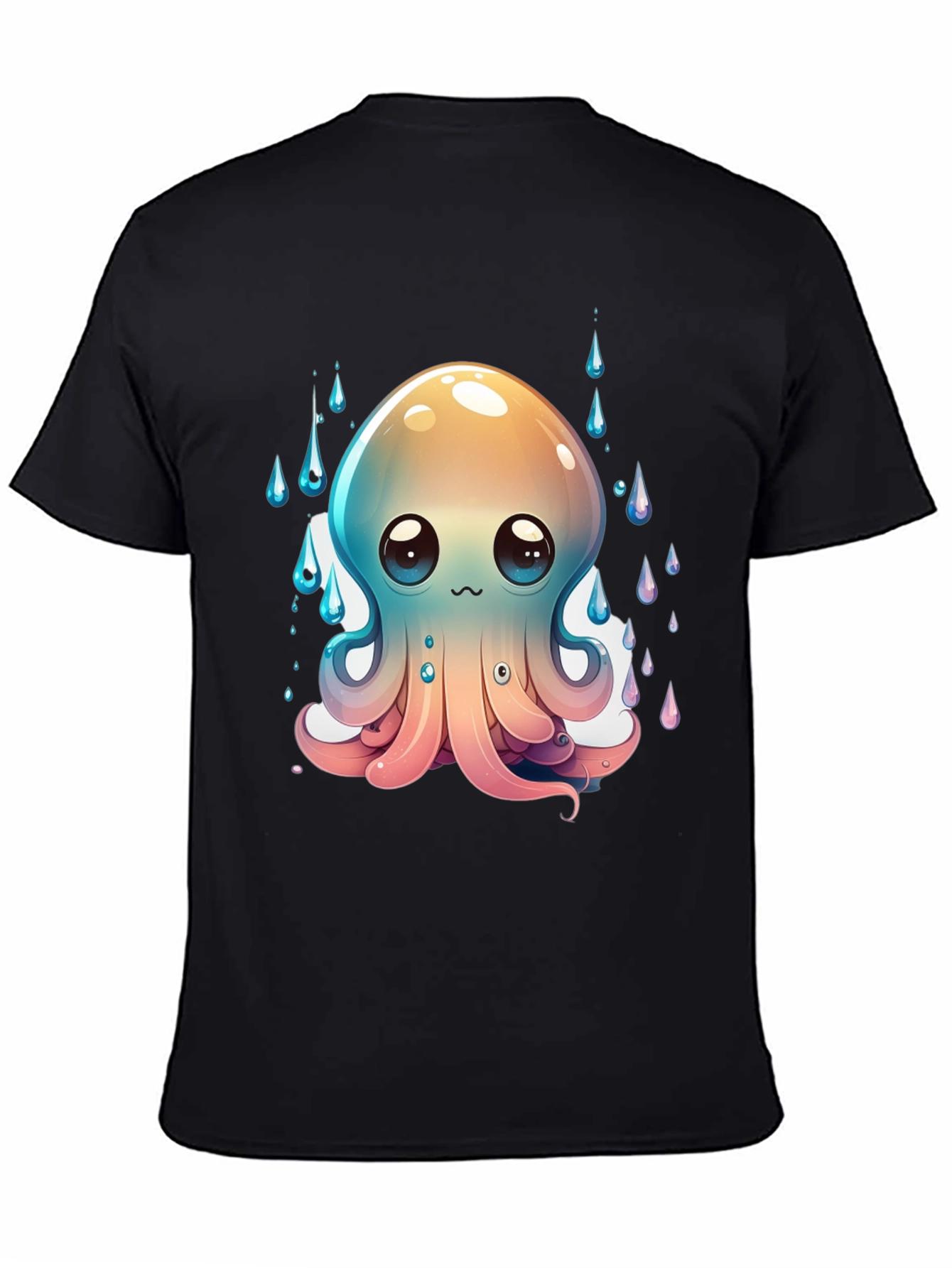 Cute Octopus Graphic T-Shirt - Black