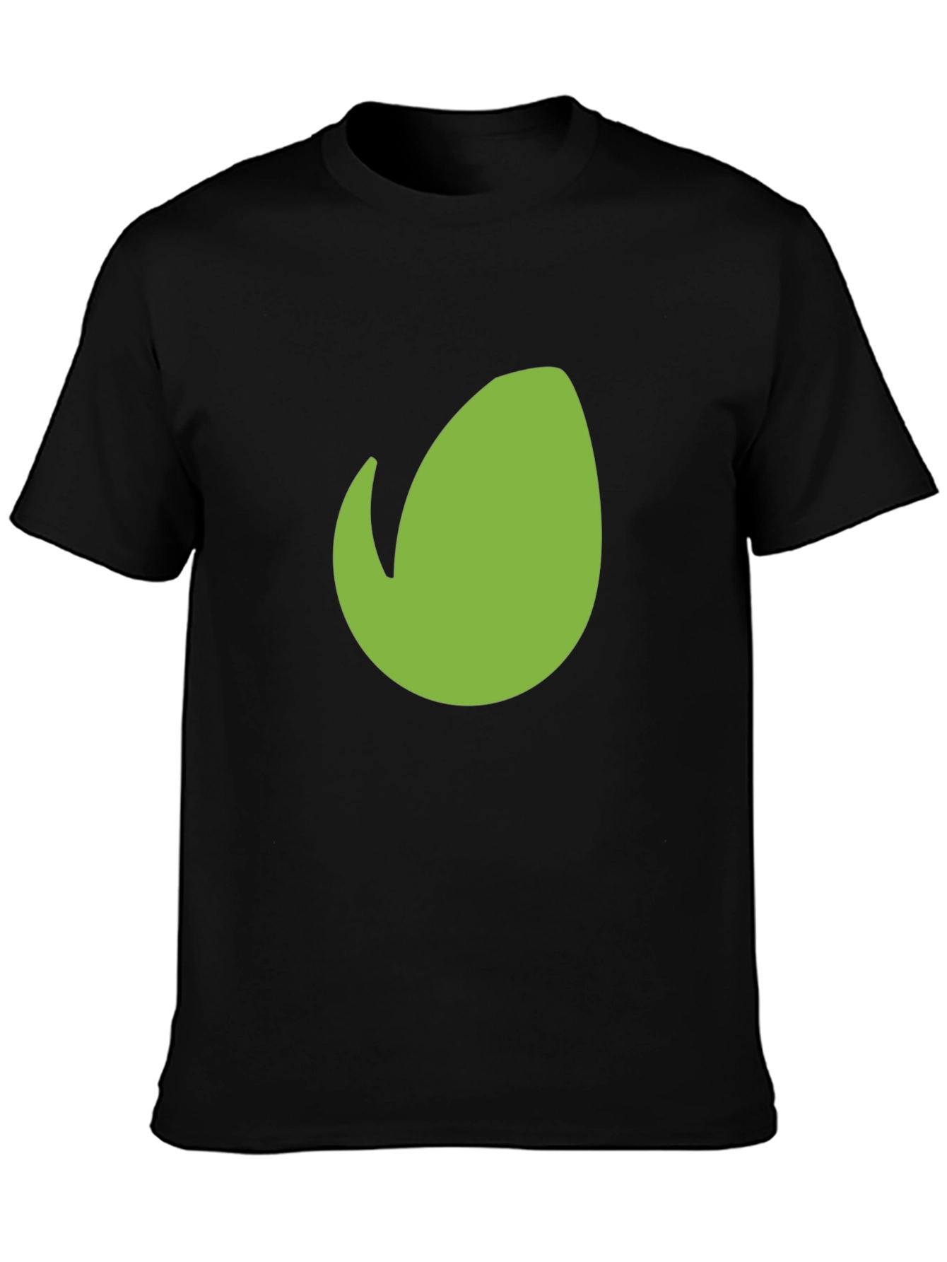 Mens Black T-Shirt with Green Leaf Design