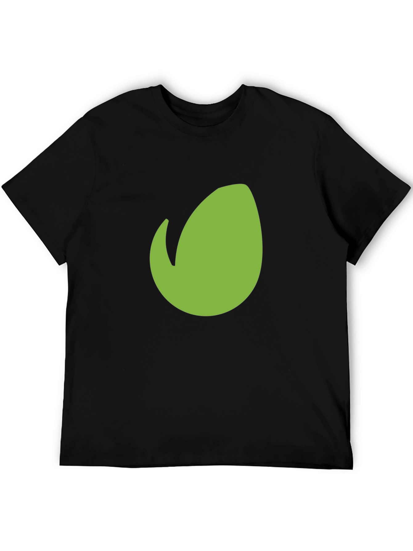 Mens Black T-Shirt with Green Leaf Design