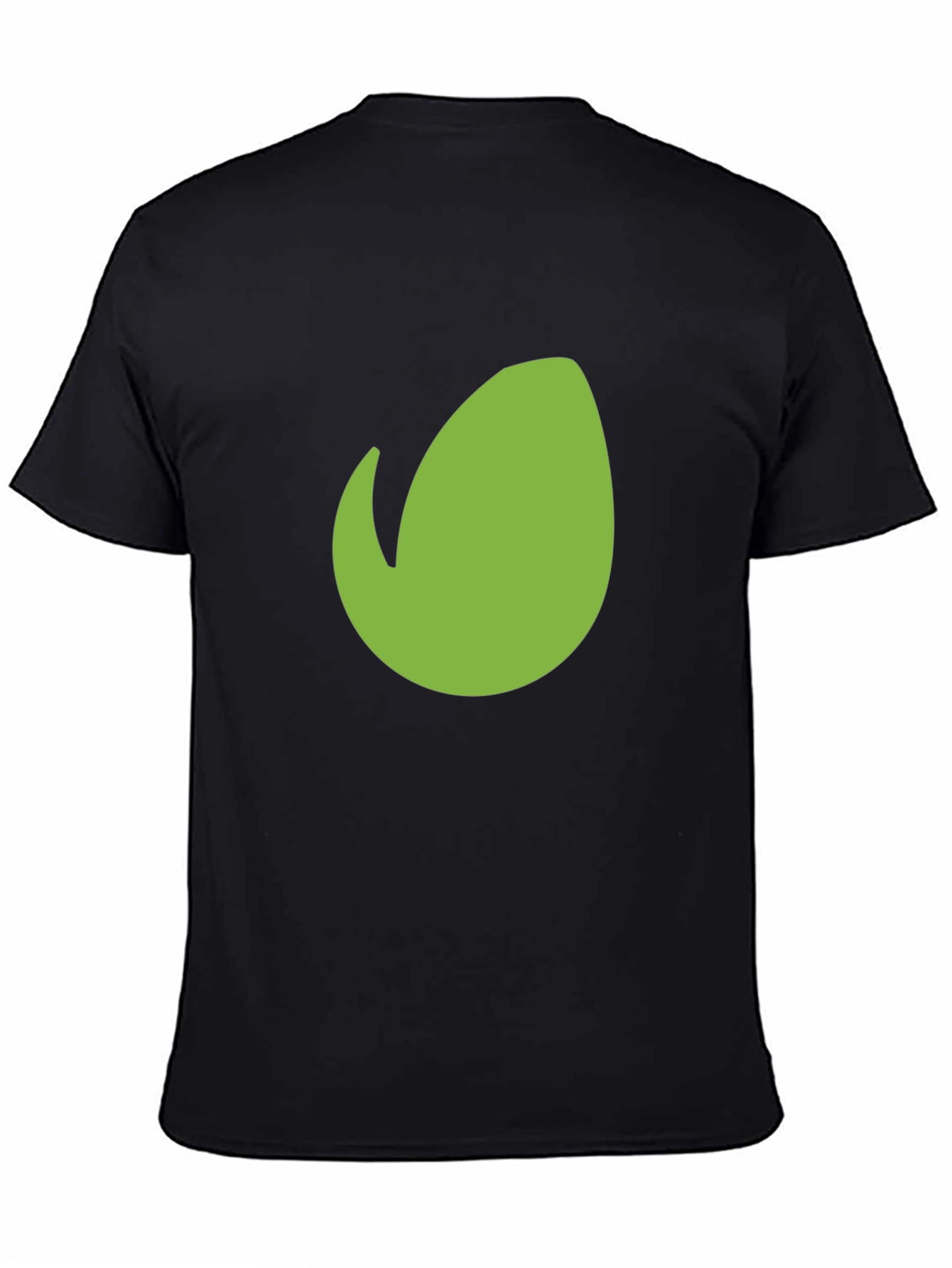 Mens Black T-Shirt with Green Leaf Design