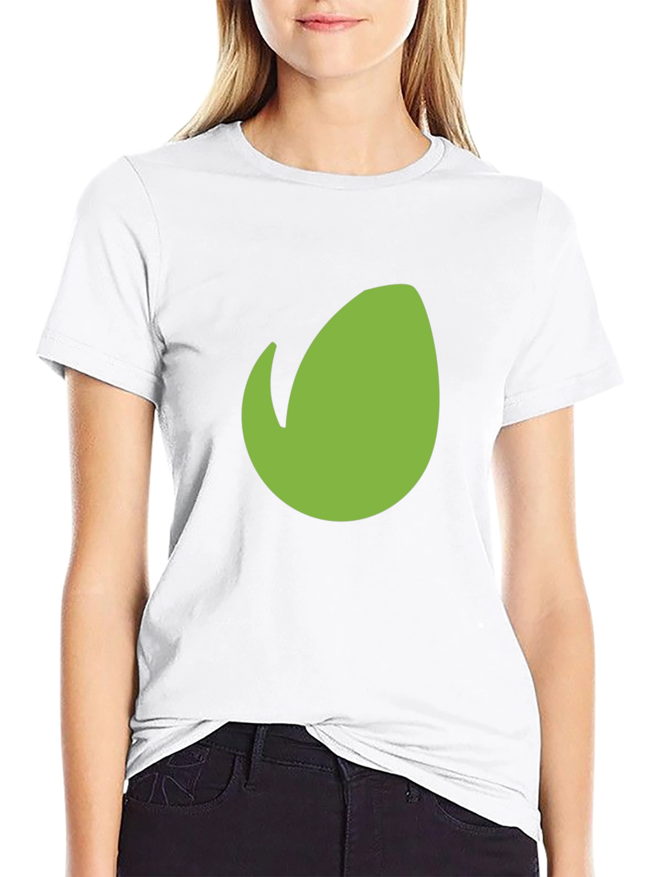 Mens Black T-Shirt with Green Leaf Design