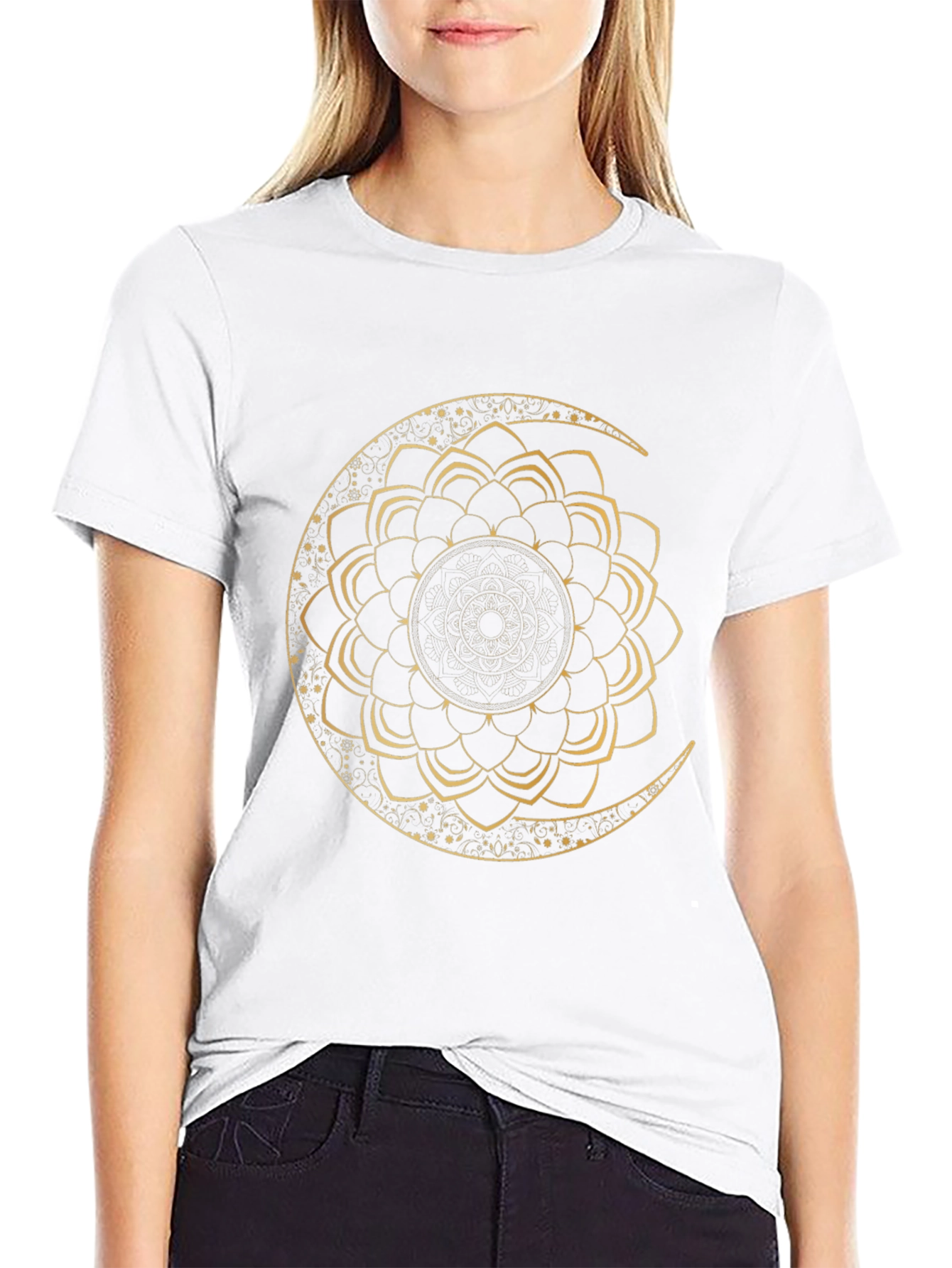 Moon Mandala Graphic Tee - Black