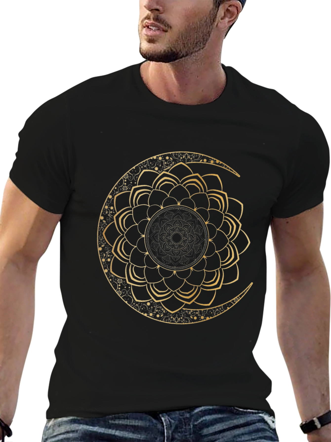 Moon Mandala Graphic Tee - Black