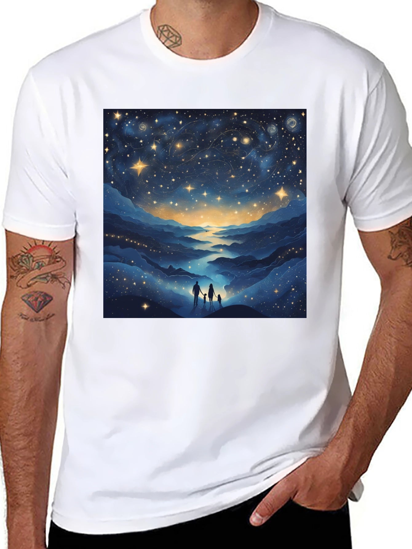 Starry Night Family Tee - Celestial Graphic T-Shirt
