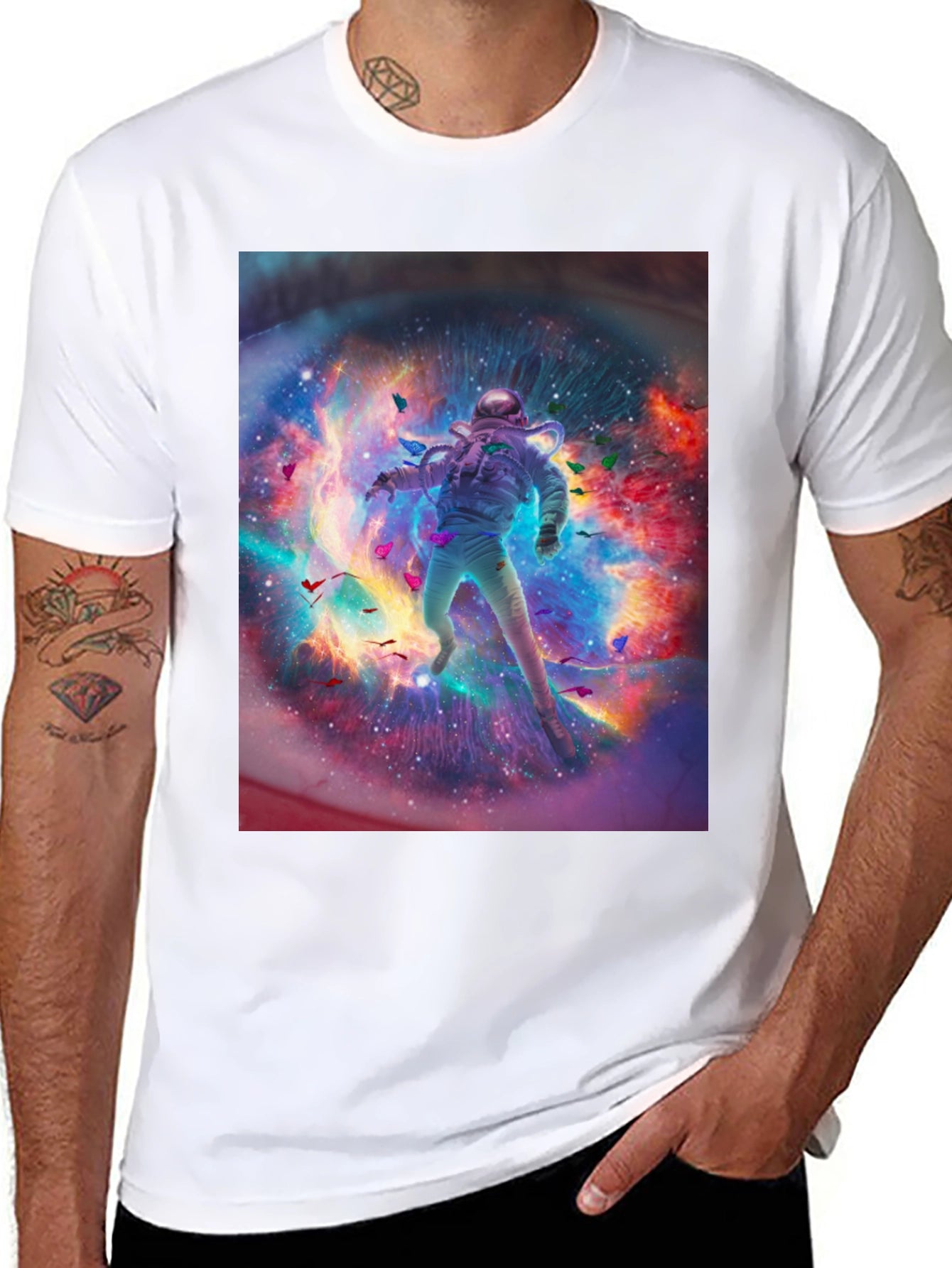 Astronaut Galaxy Graphic Print T-Shirt