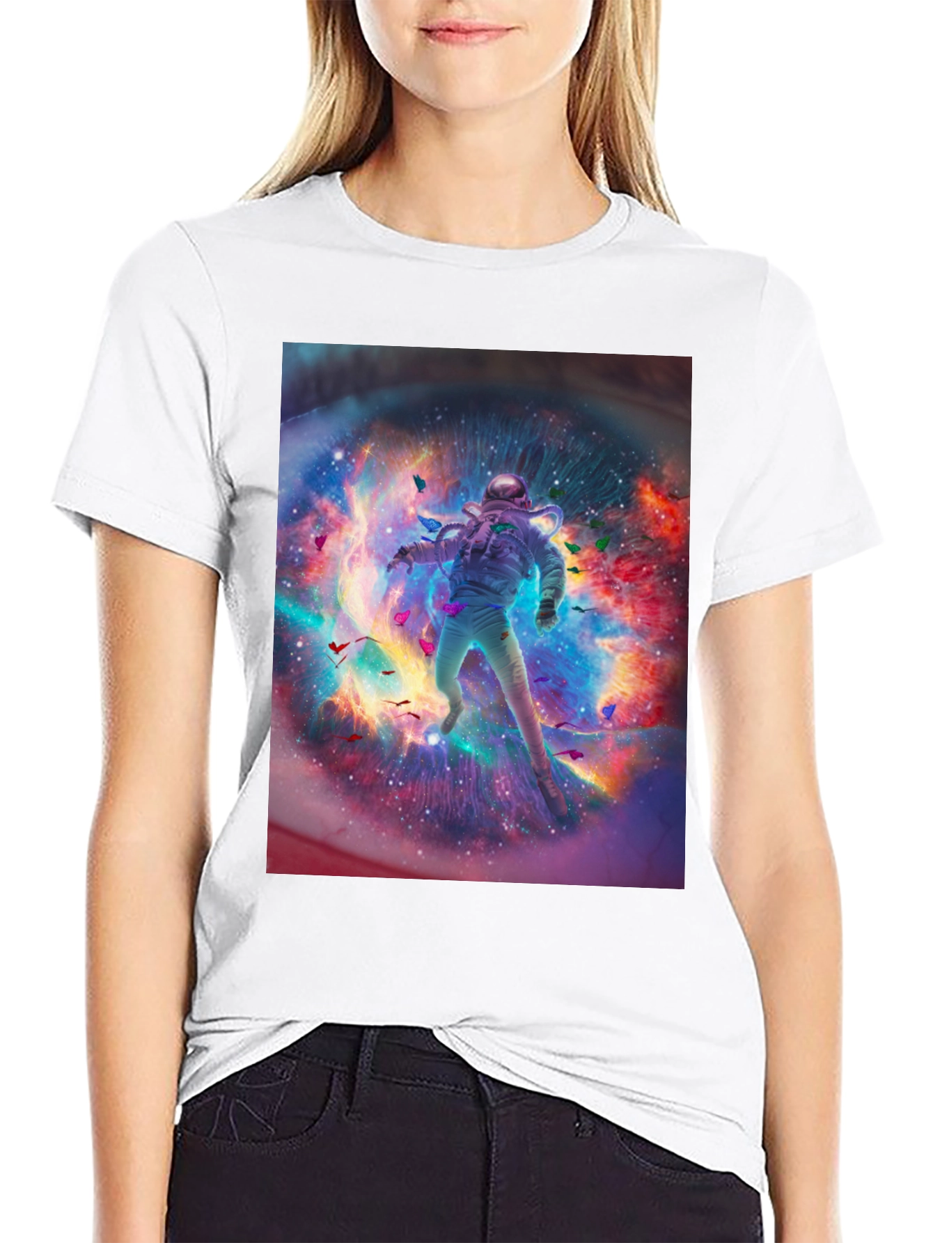 Astronaut Galaxy Graphic Print T-Shirt