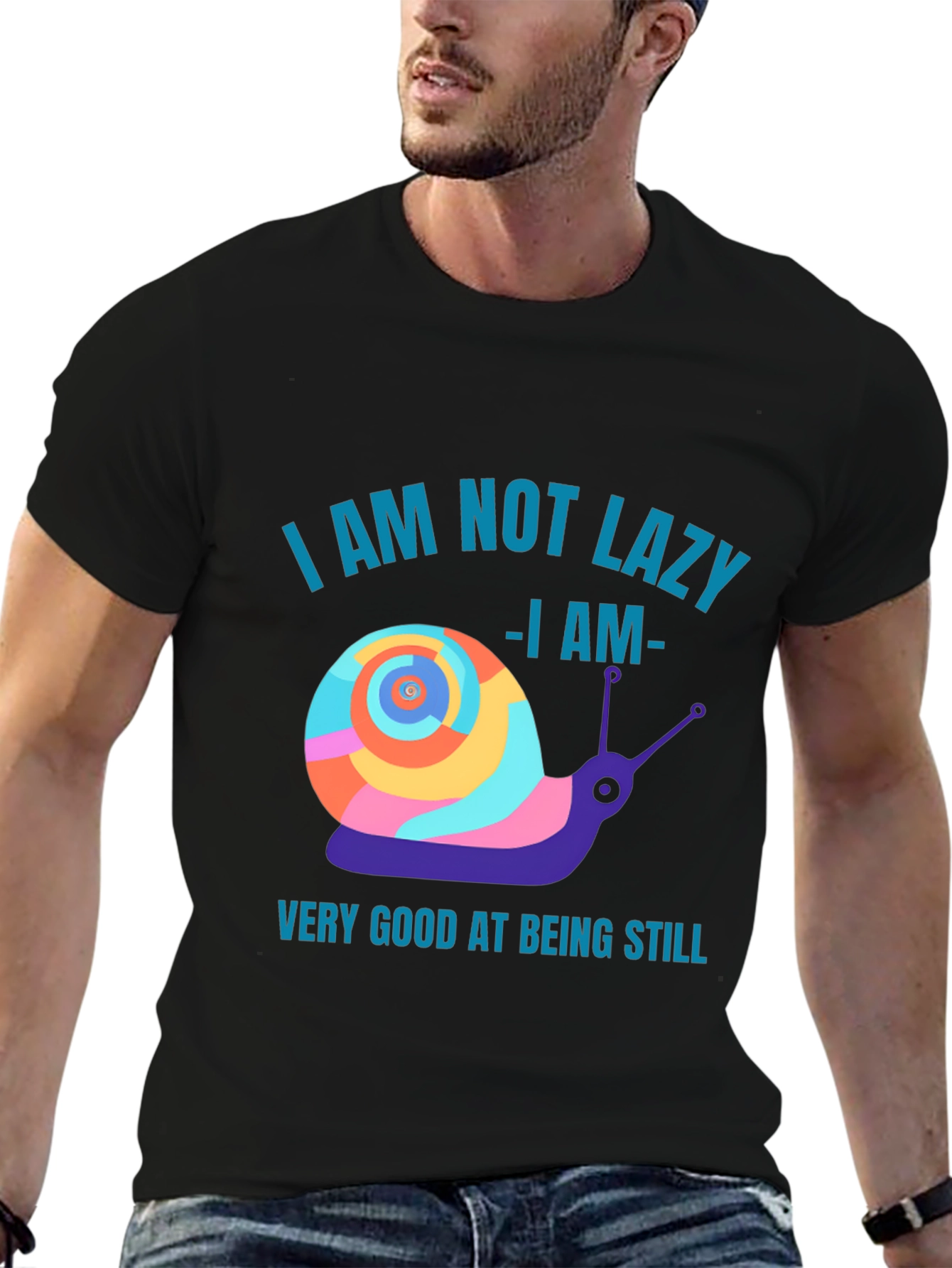 Funny Snail Graphic T-Shirt - Not Lazy