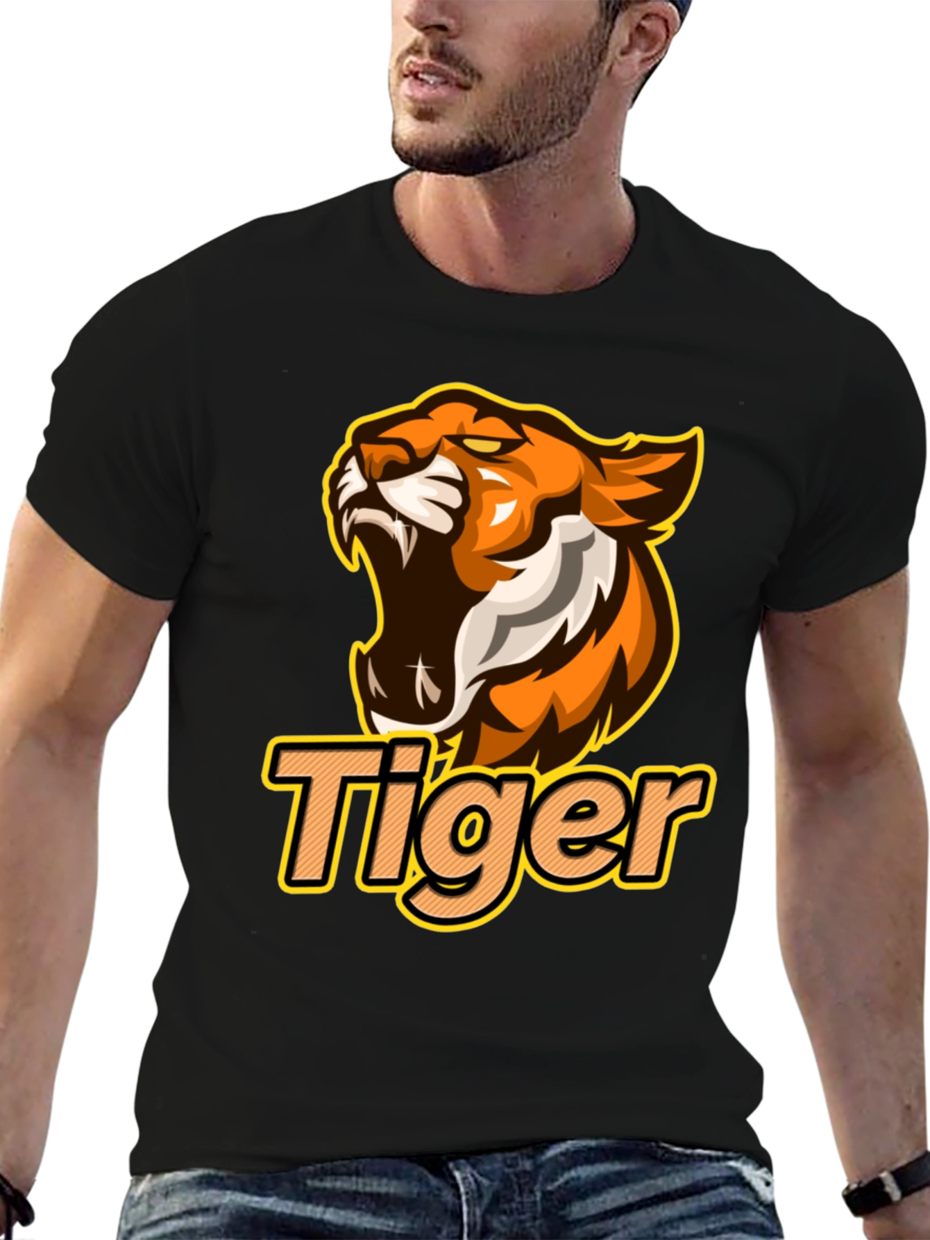 Tiger Graphic Black T-Shirt - Bold Design