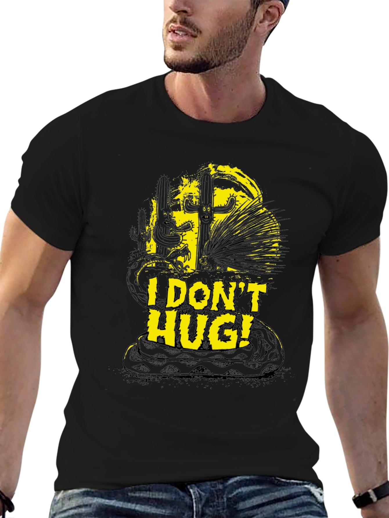 I Dont Hug T-Shirt Snake Cactus Graphic Novelty