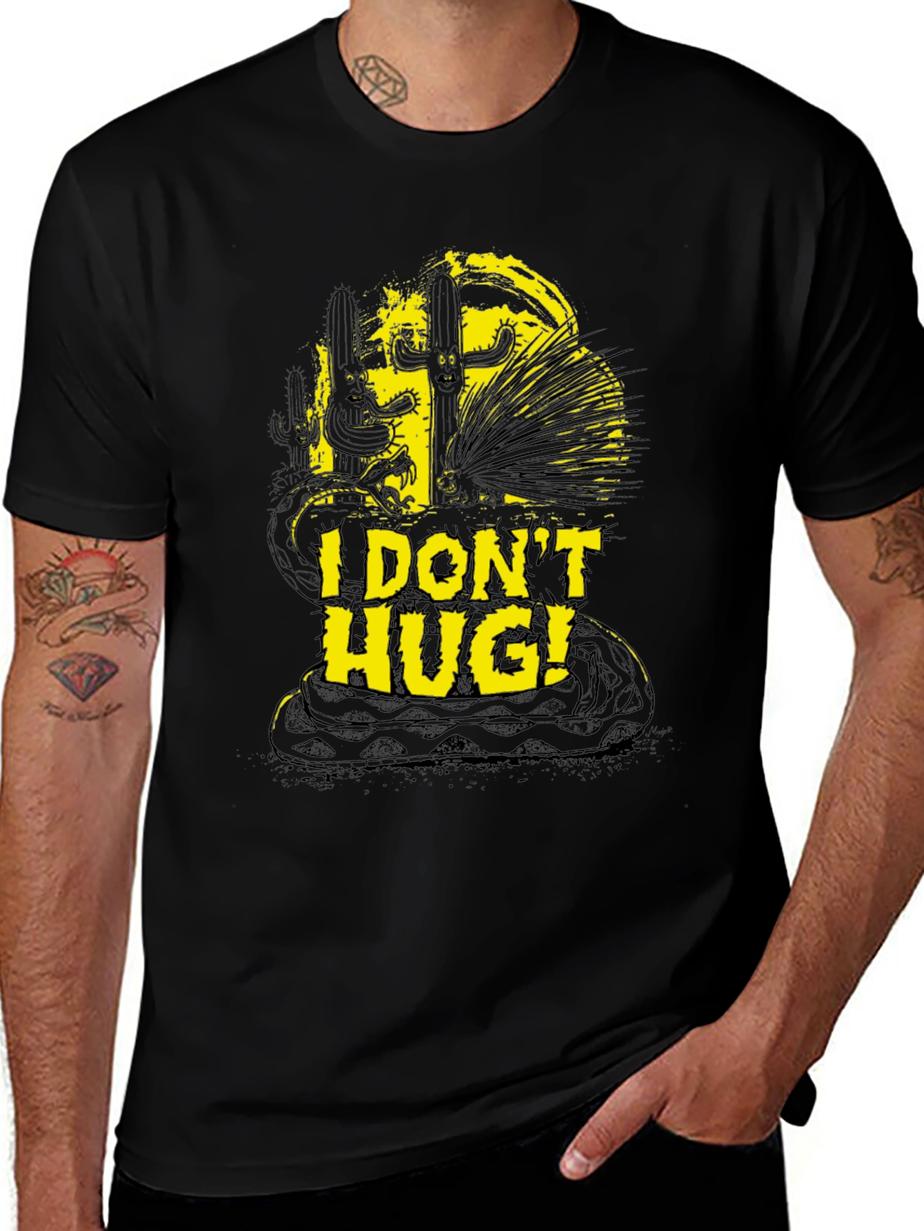 I Dont Hug T-Shirt Snake Cactus Graphic Novelty