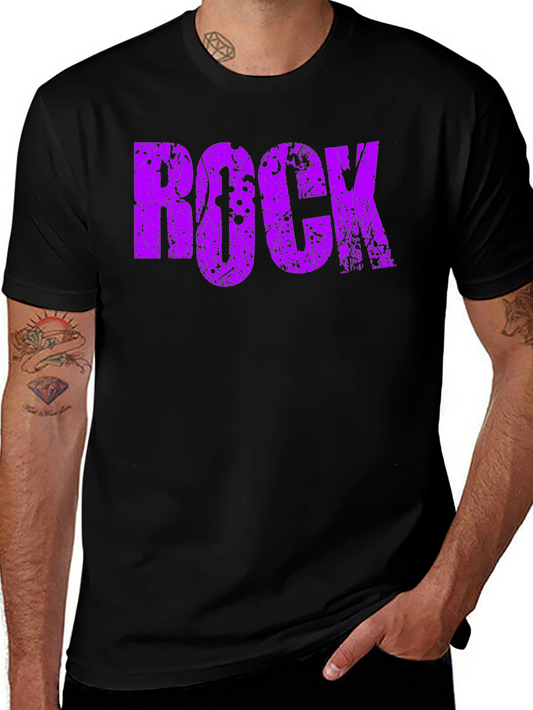 Rock Graphic Tee - Distressed Purple Print