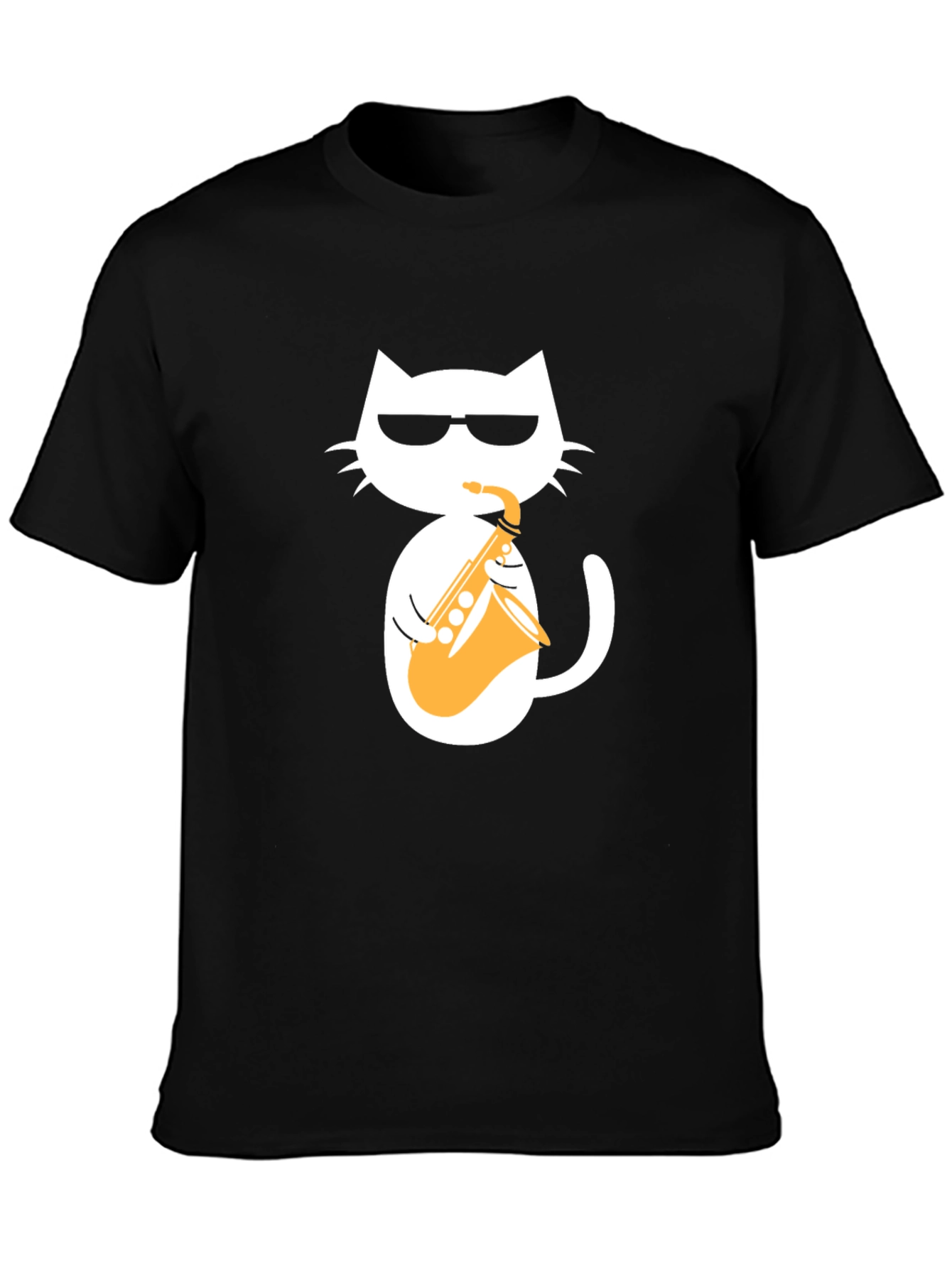 Cool Cat Saxophone Graphic T-Shirt