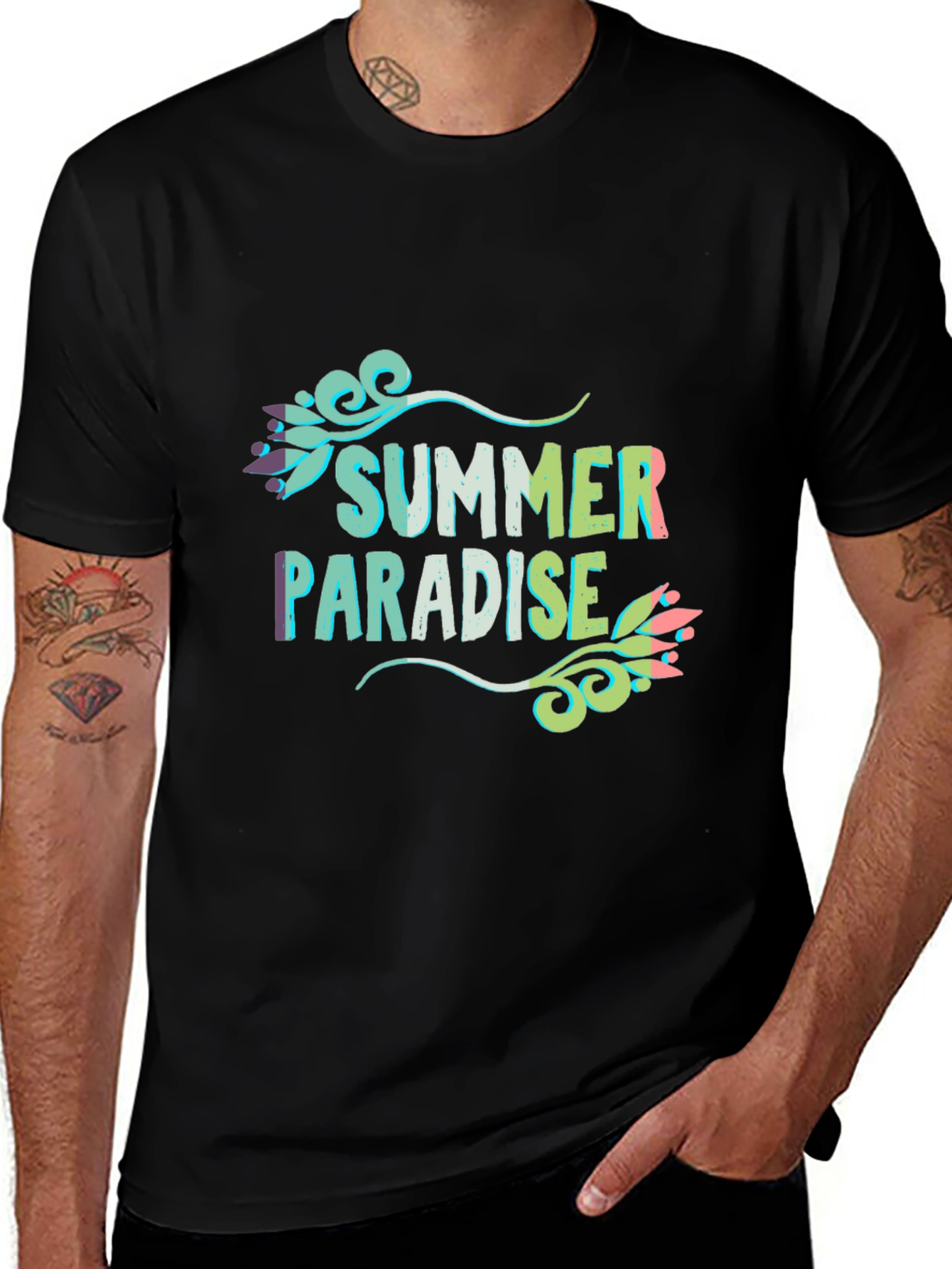 Summer Paradise Graphic Black T-Shirt