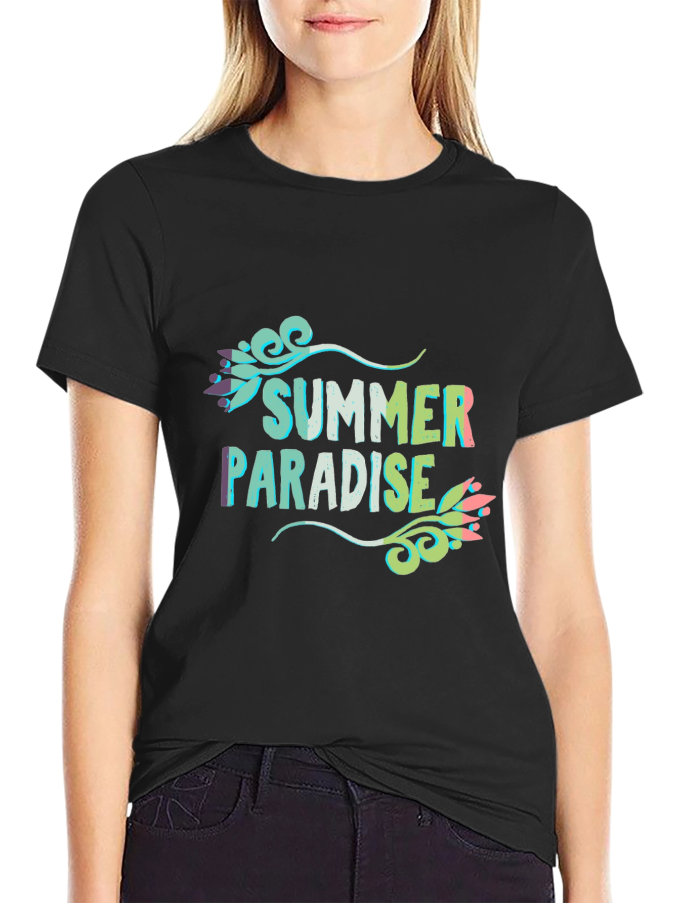 Summer Paradise Graphic Black T-Shirt