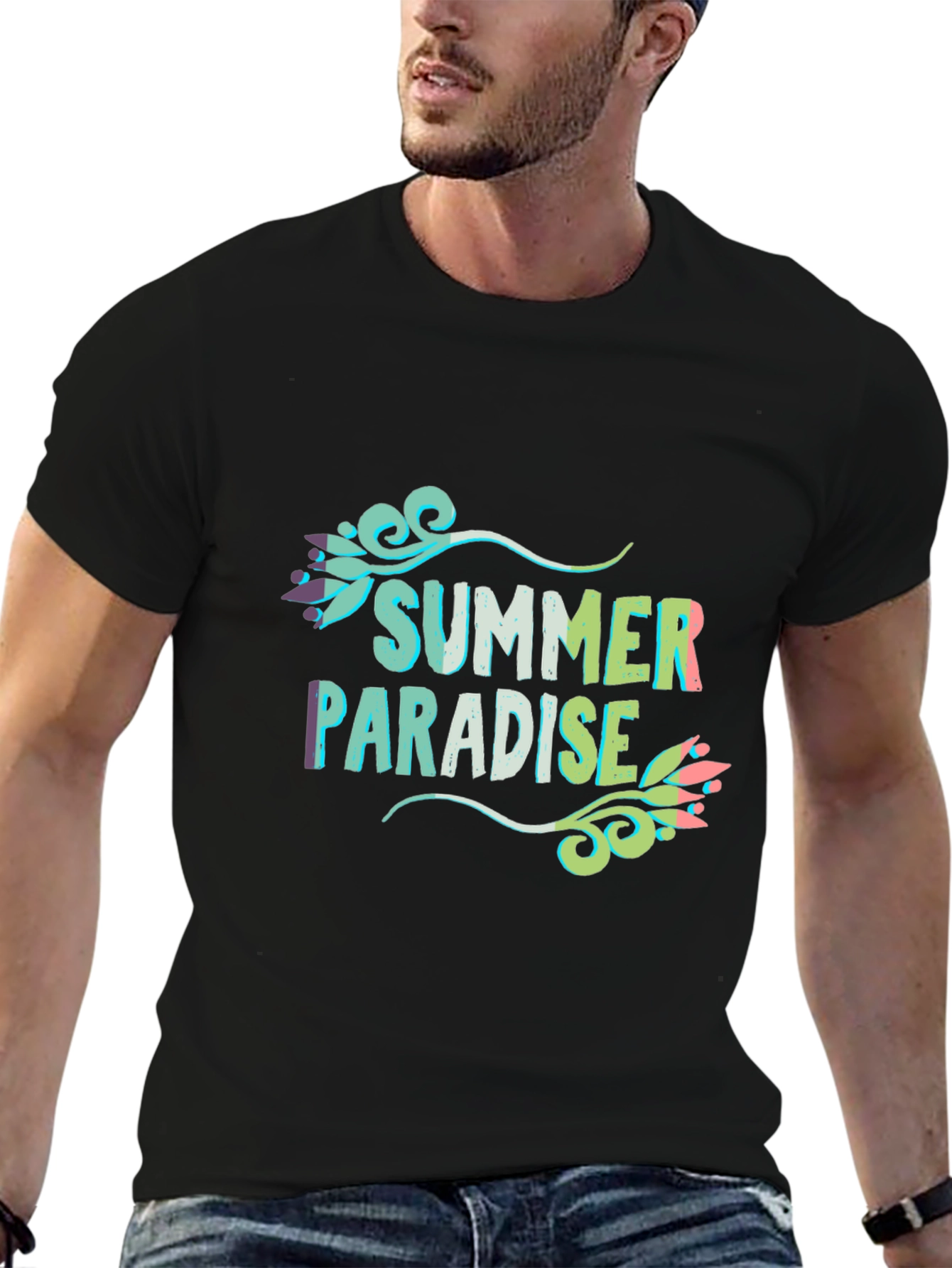 Summer Paradise Graphic Black T-Shirt