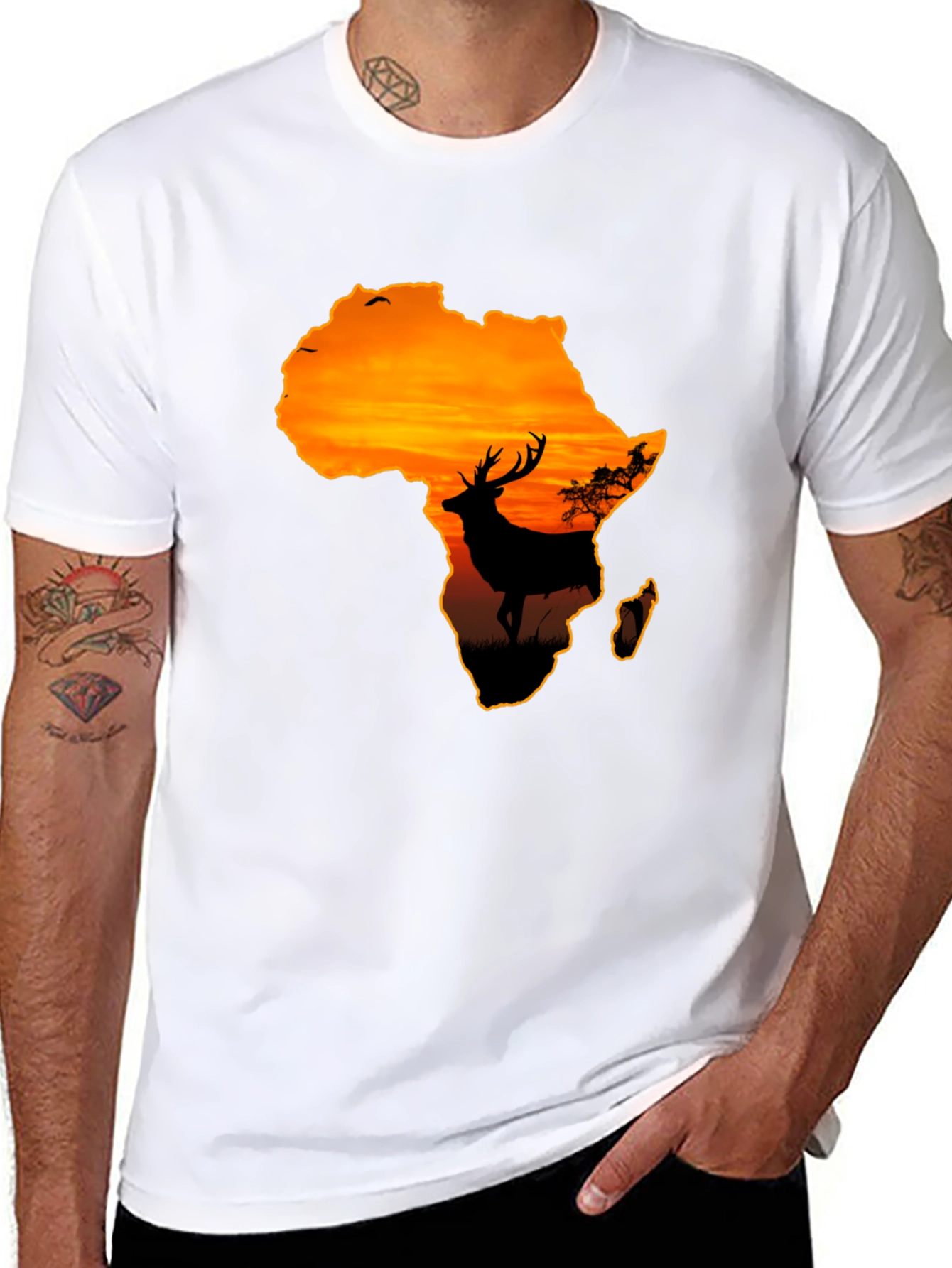 Africa Sunset Deer Graphic T-Shirt - Wildlife Tee