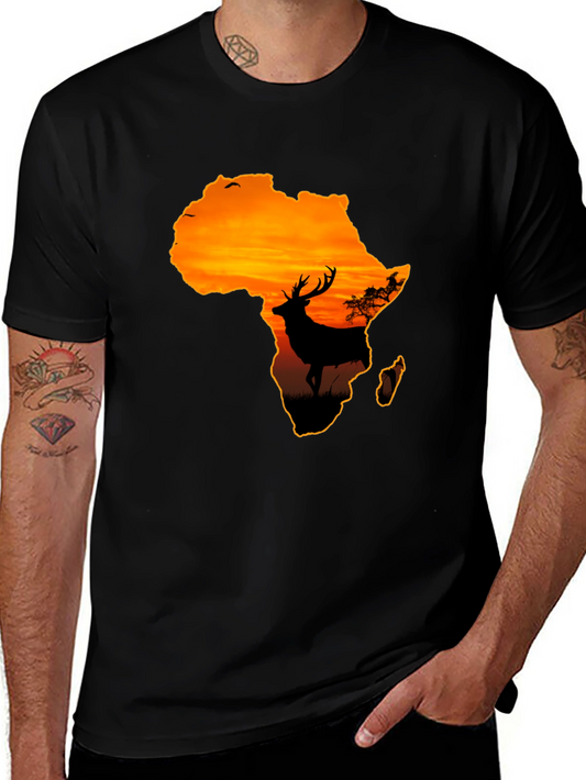 Africa Sunset Deer Graphic T-Shirt - Wildlife Tee