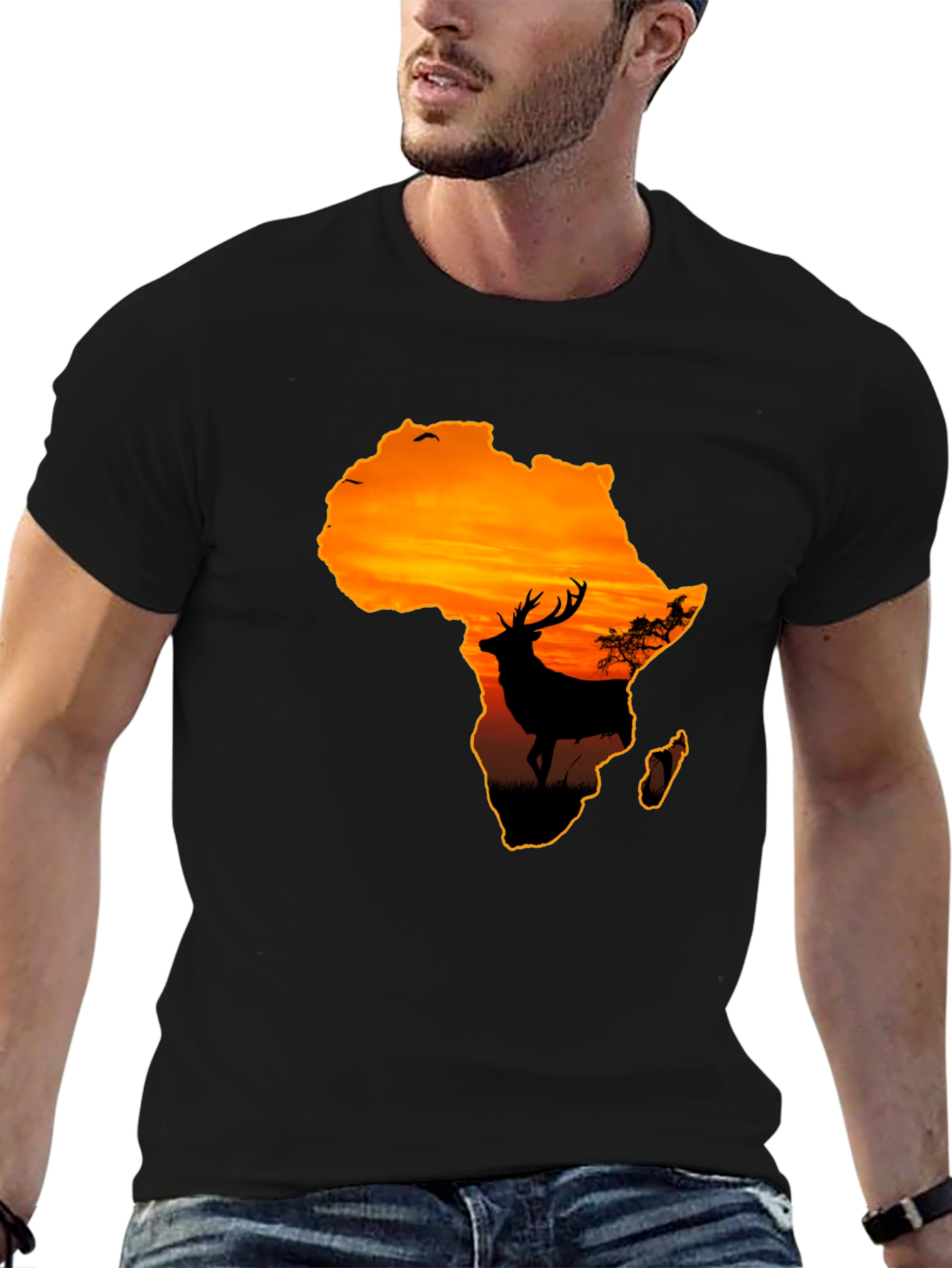Africa Sunset Deer Graphic T-Shirt - Wildlife Tee