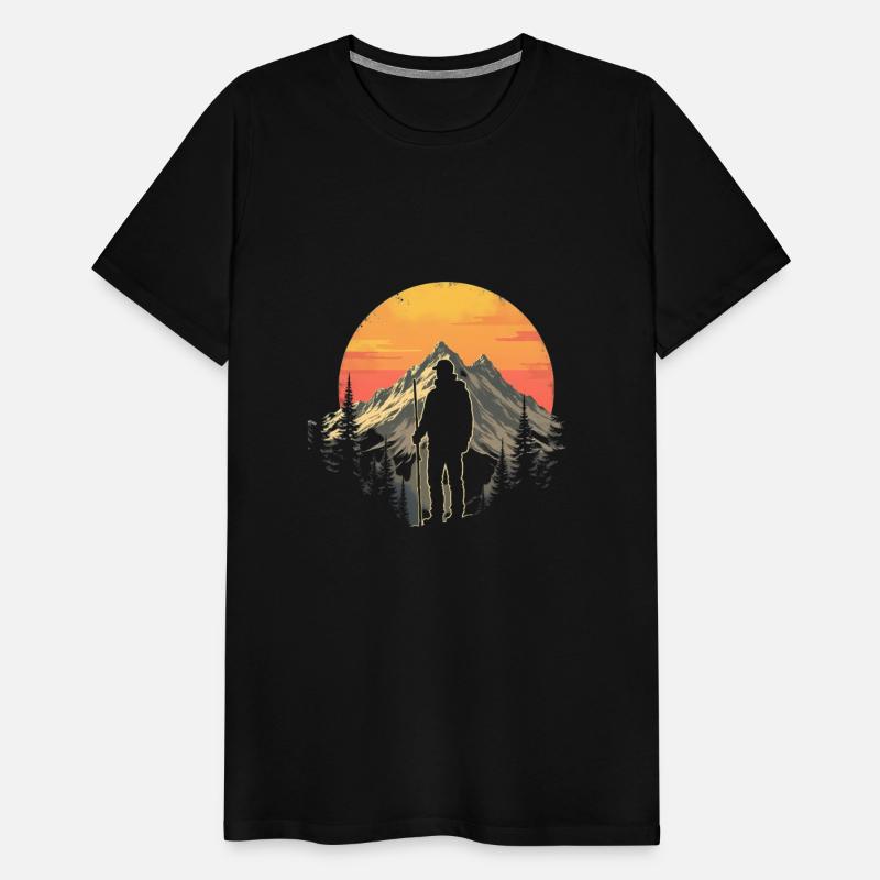 Vintage Sunset Hiker – Retro Mountain Adventure