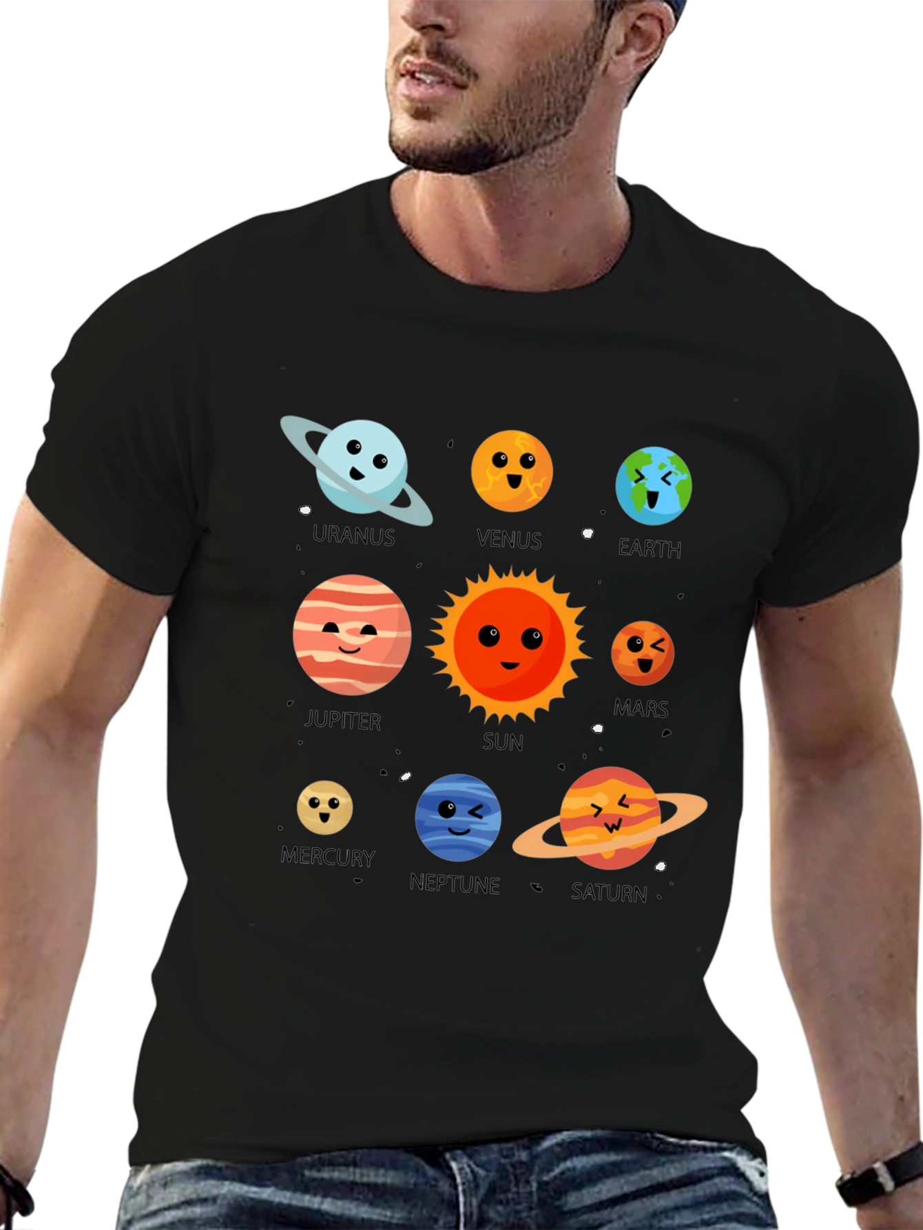 Planets T-Shirt: Solar System Cartoon Graphic Tee