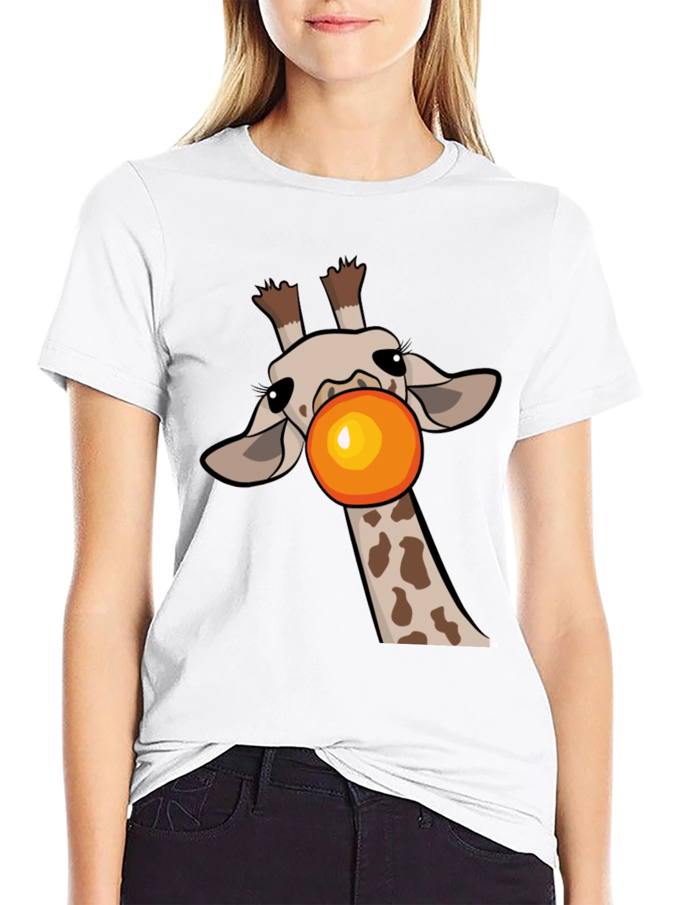 Giraffe Bubble Gum Pop Mens Black Graphic Tee
