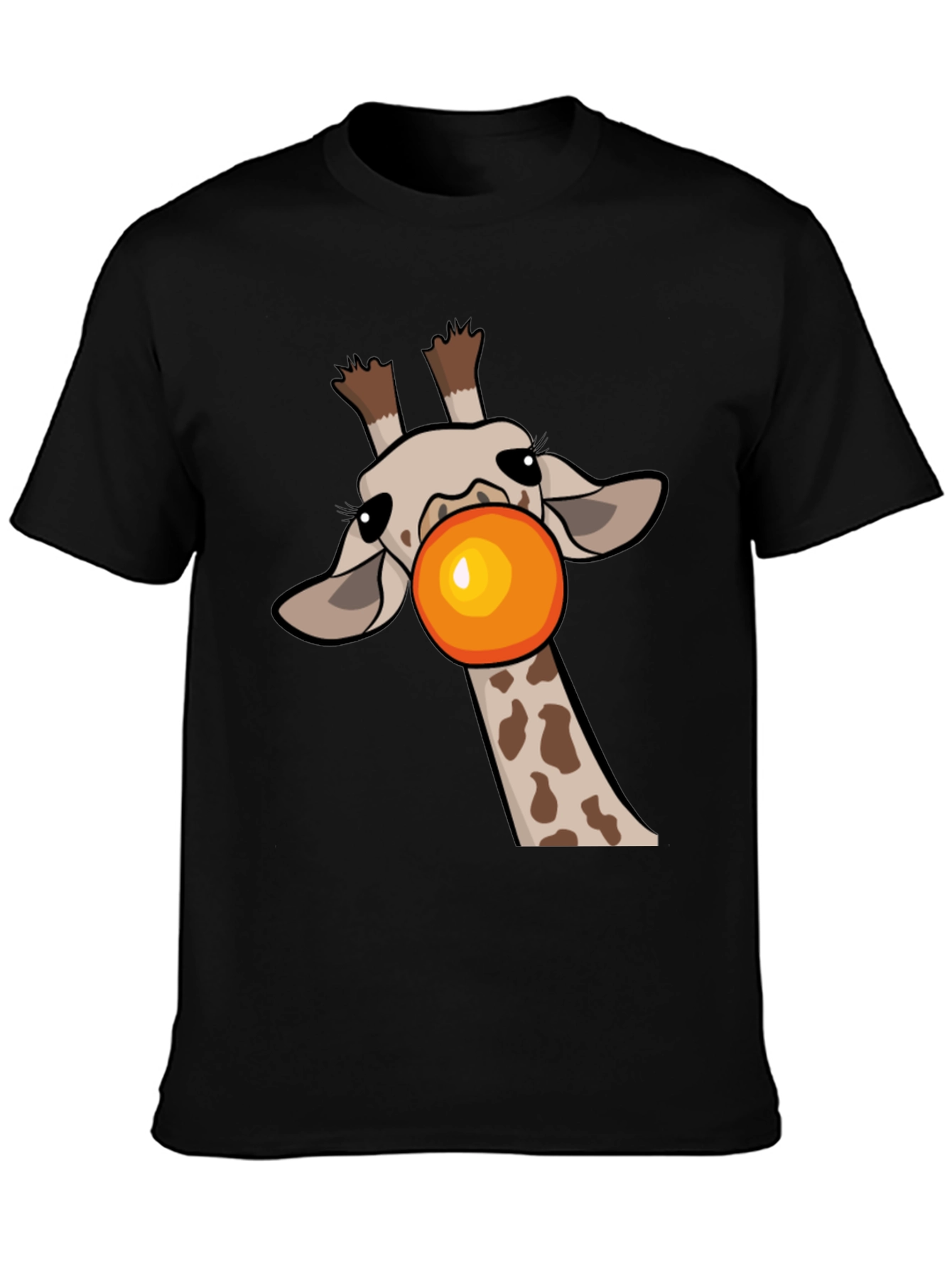 Giraffe Bubble Gum Pop Mens Black Graphic Tee