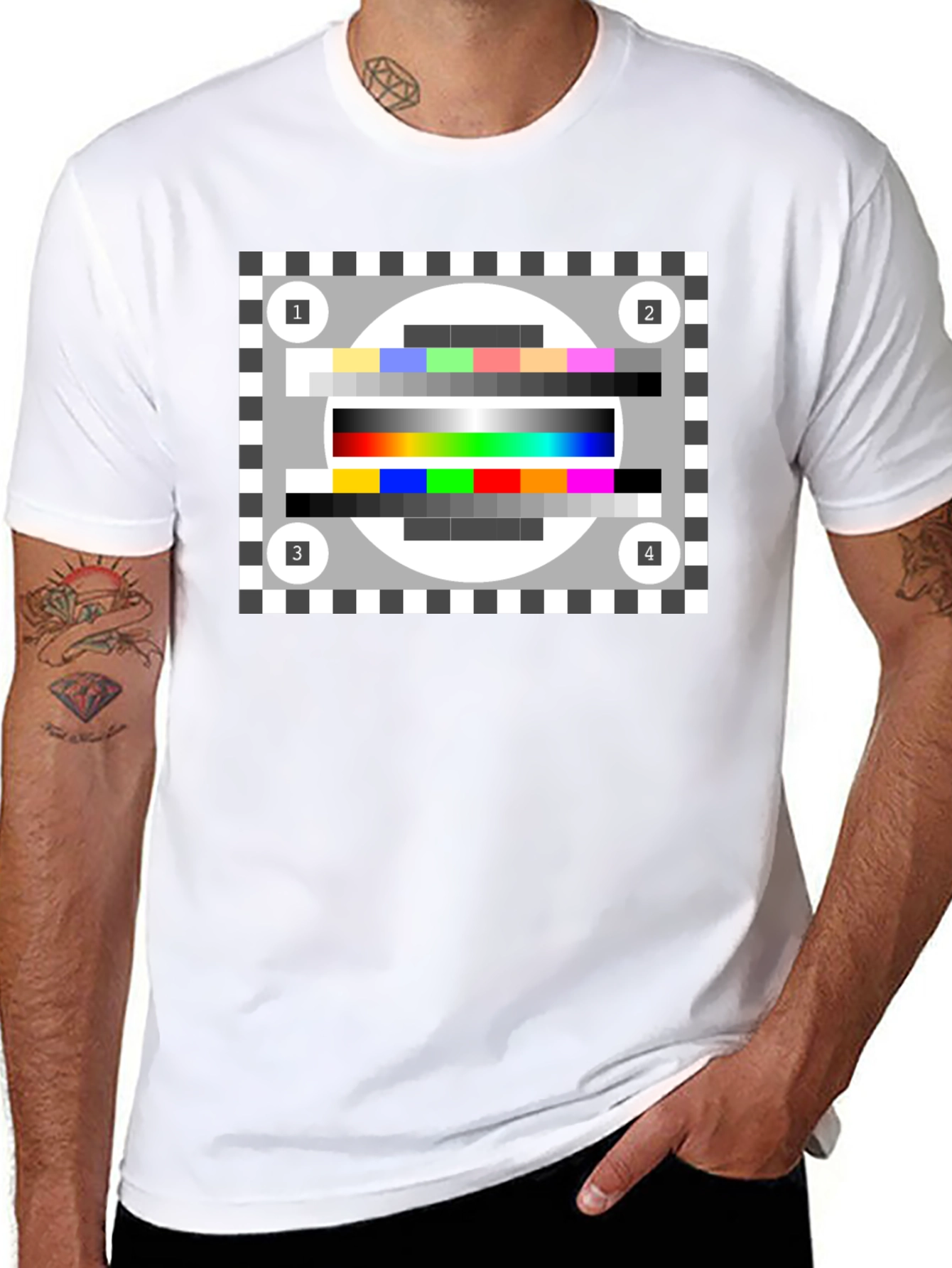 TV Test Pattern Black Tee - Stay Tuned!