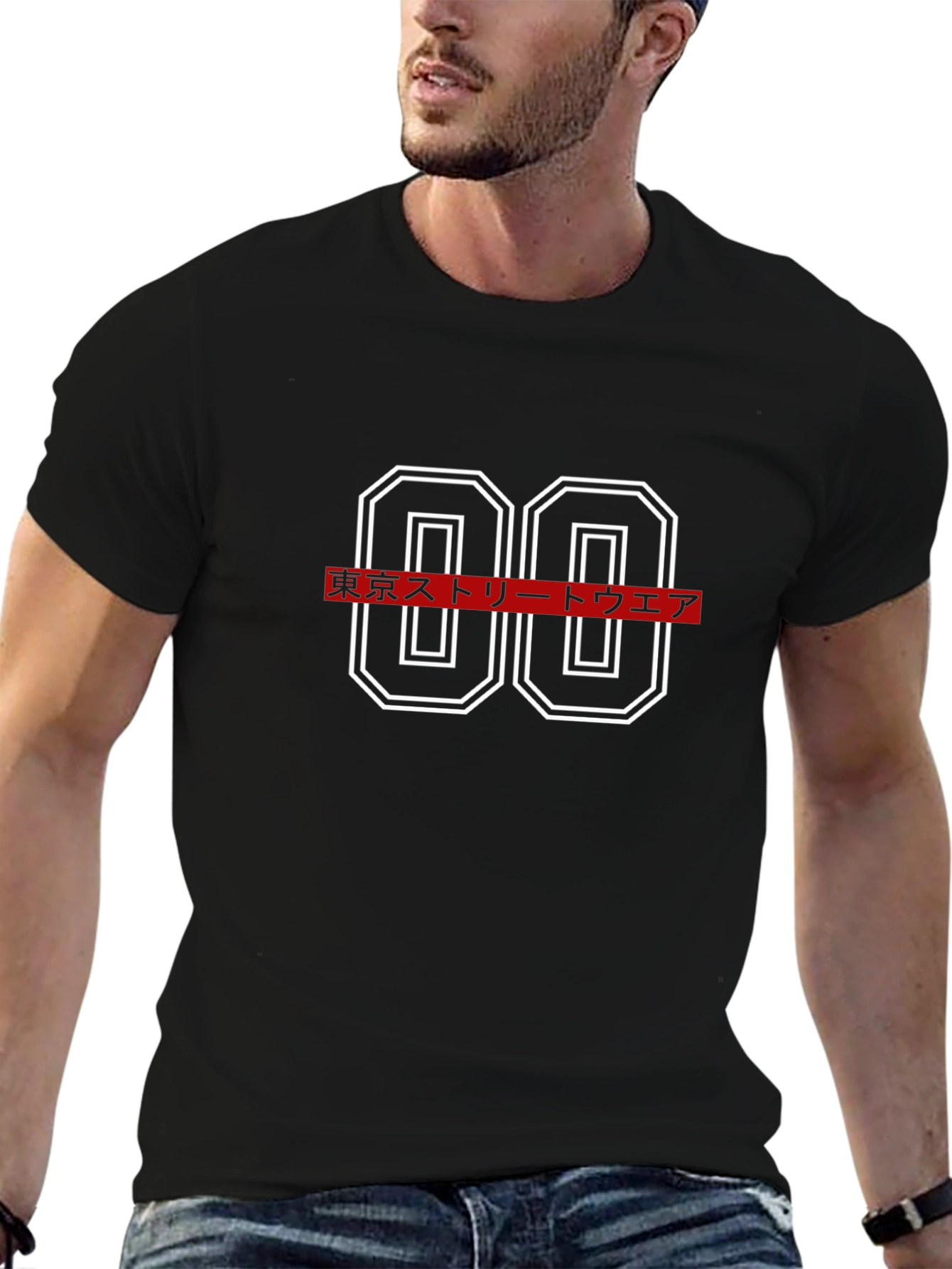 Tokyo Streetwear Graphic Tee - Black Cotton Blend