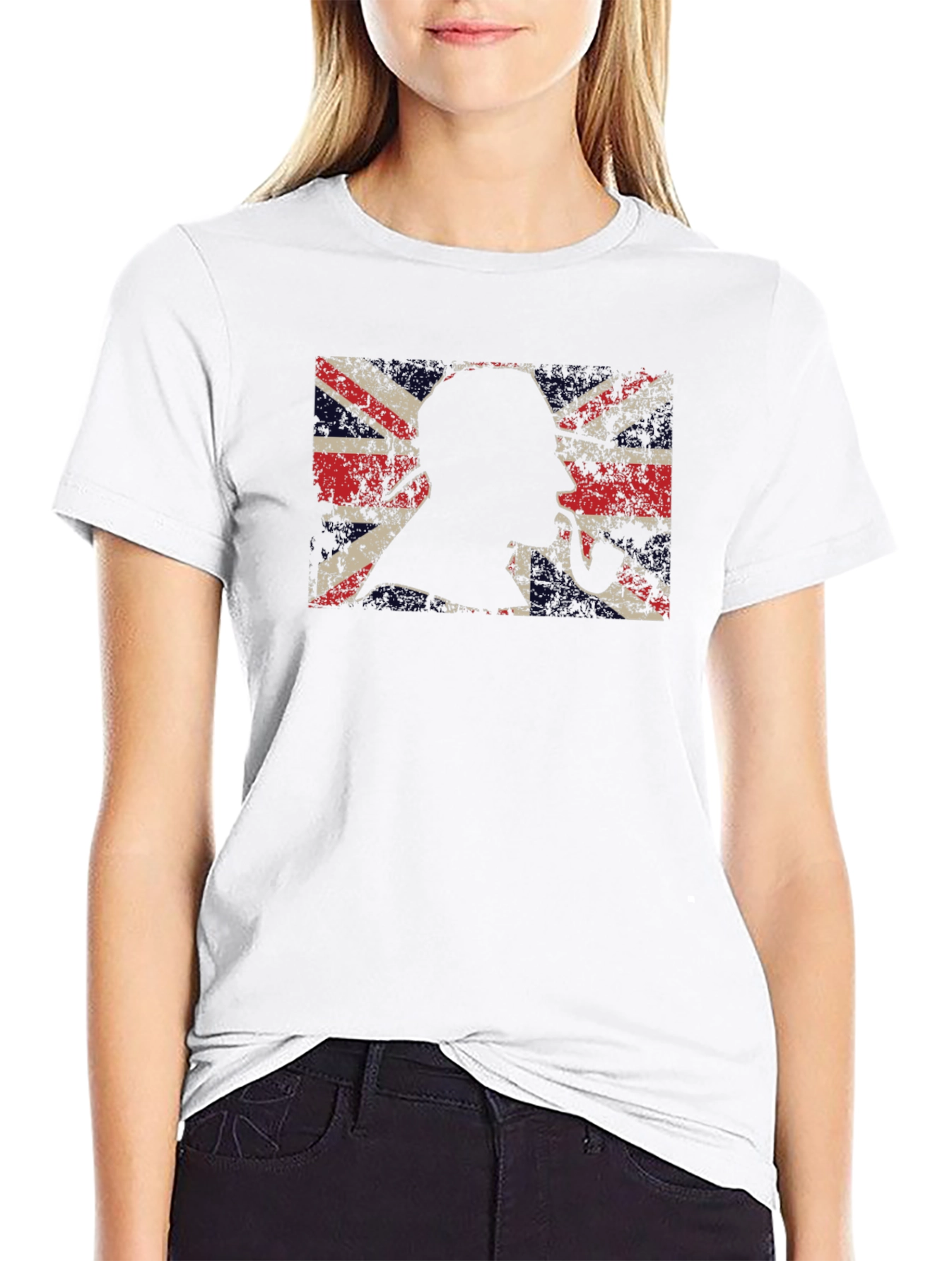 Union Jack Sherlock Holmes Mens Black T-Shirt