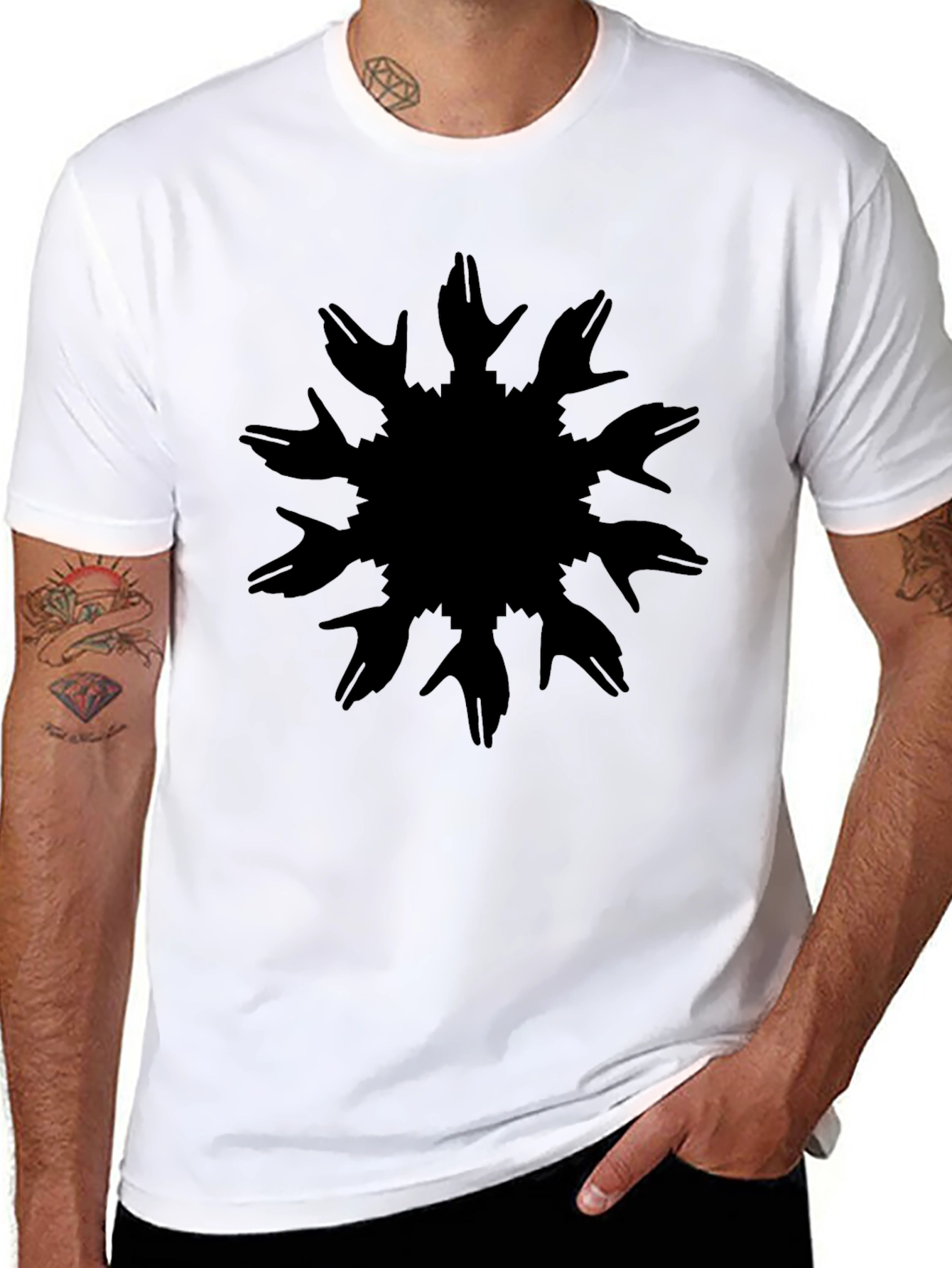 Hand Circle Black Tee - Unique Graphic Design