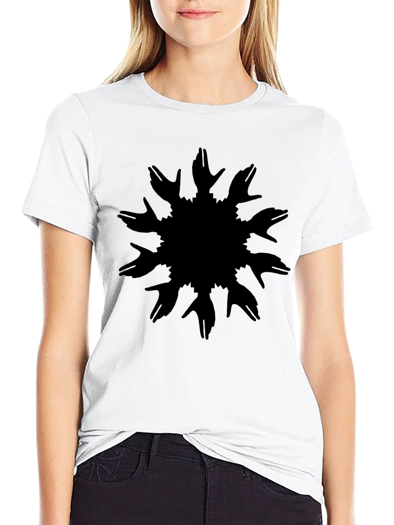Hand Circle Black Tee - Unique Graphic Design