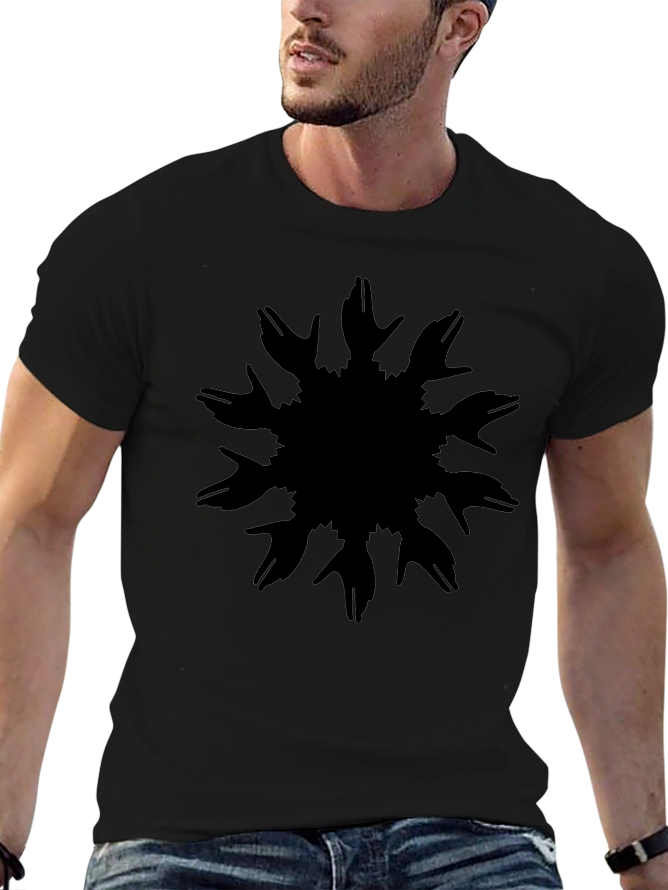 Hand Circle Black Tee - Unique Graphic Design