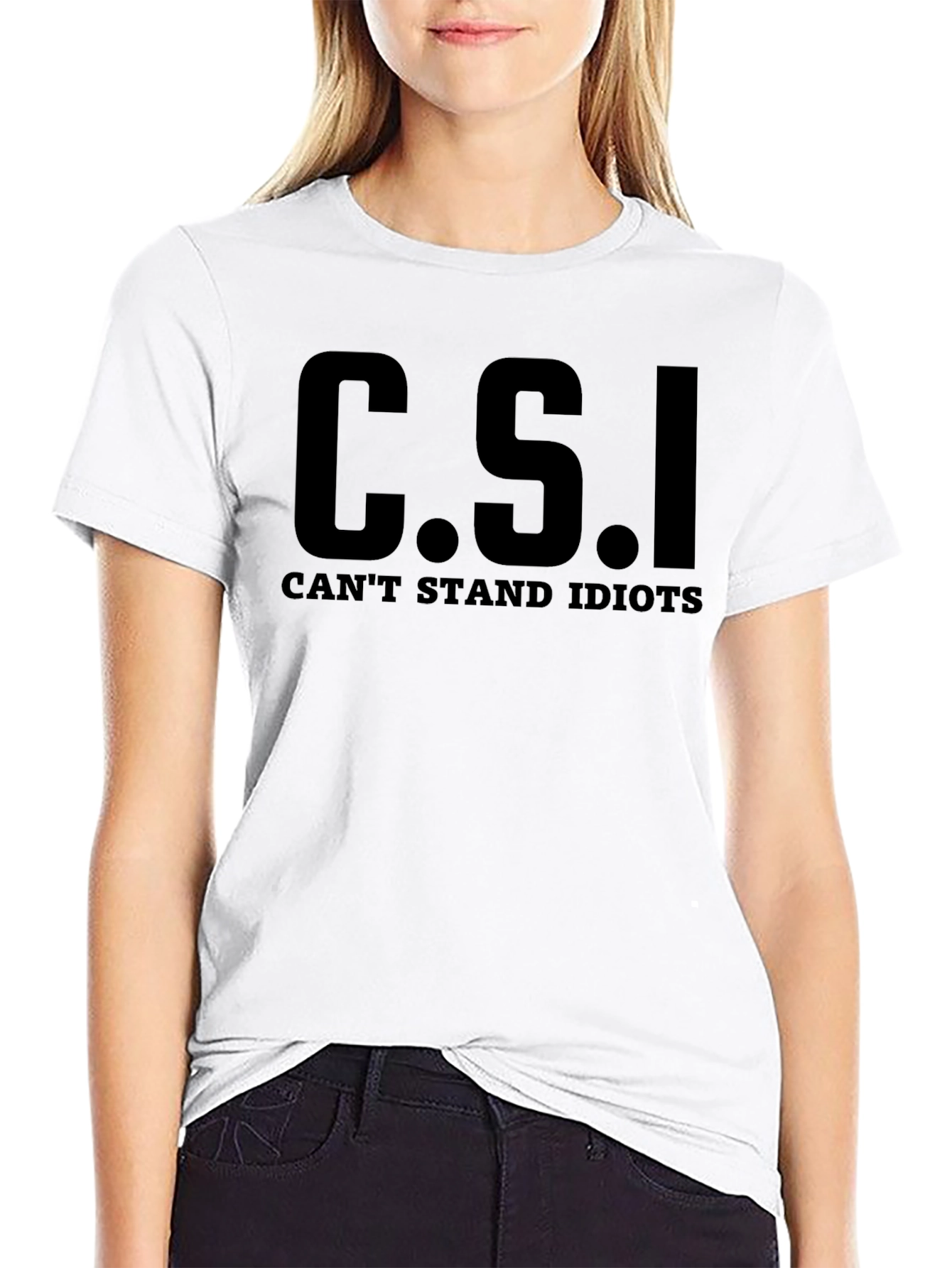 C.S.I. Cant Stand Idiots Graphic Novelty T-Shirt