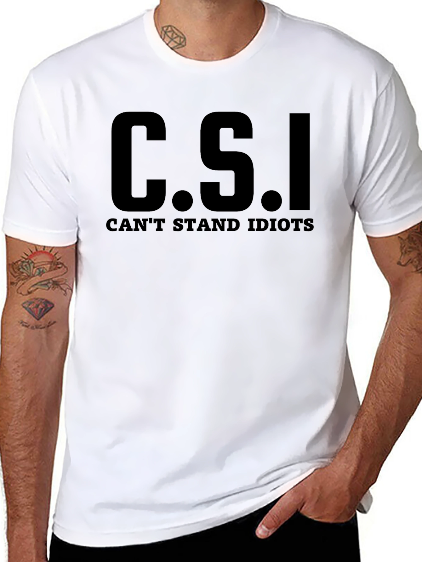 C.S.I. Cant Stand Idiots Graphic Novelty T-Shirt