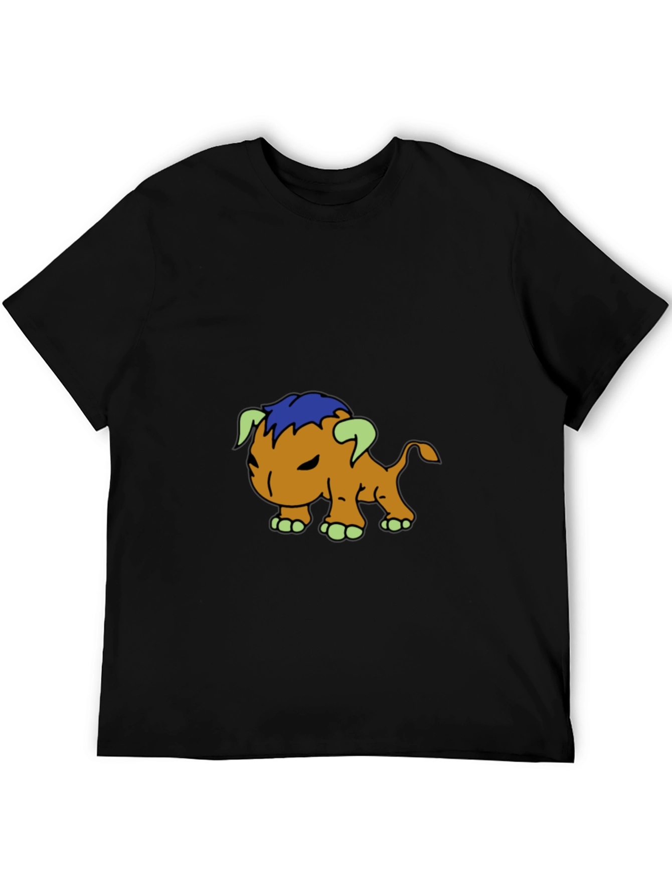 Cartoon Creature Graphic Tee - Black Cotton Blend Shirt