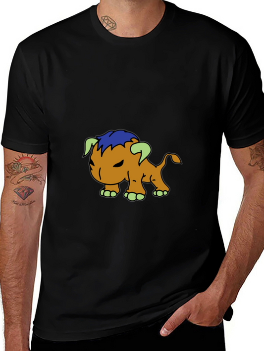 Cartoon Creature Graphic Tee - Black Cotton Blend Shirt