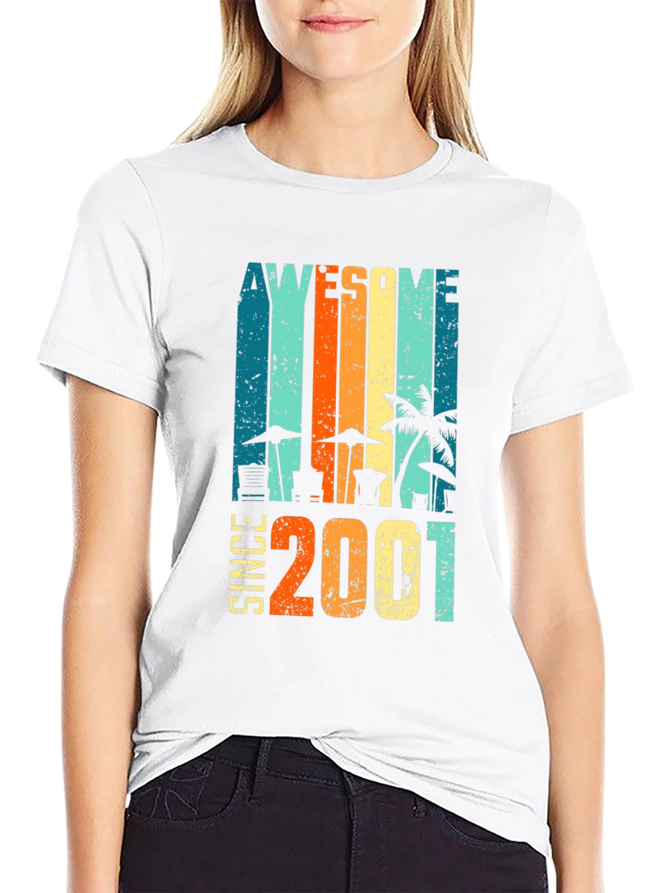 Awesome Since 2001 Graphic Tee - Retro Beach Design