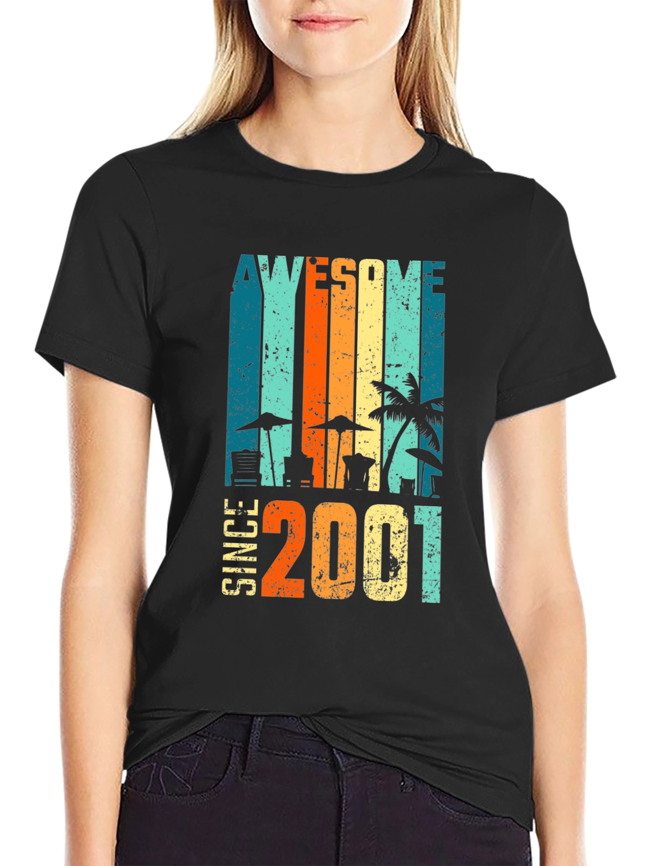 Awesome Since 2001 Graphic Tee - Retro Beach Design