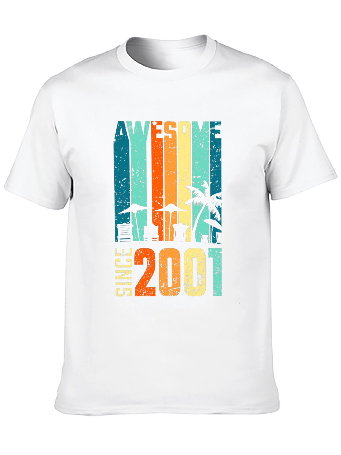 Awesome Since 2001 Graphic Tee - Retro Beach Design