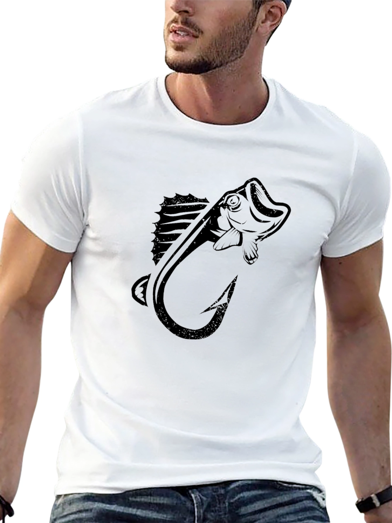Bass Fishing Hook Graphic T-Shirt