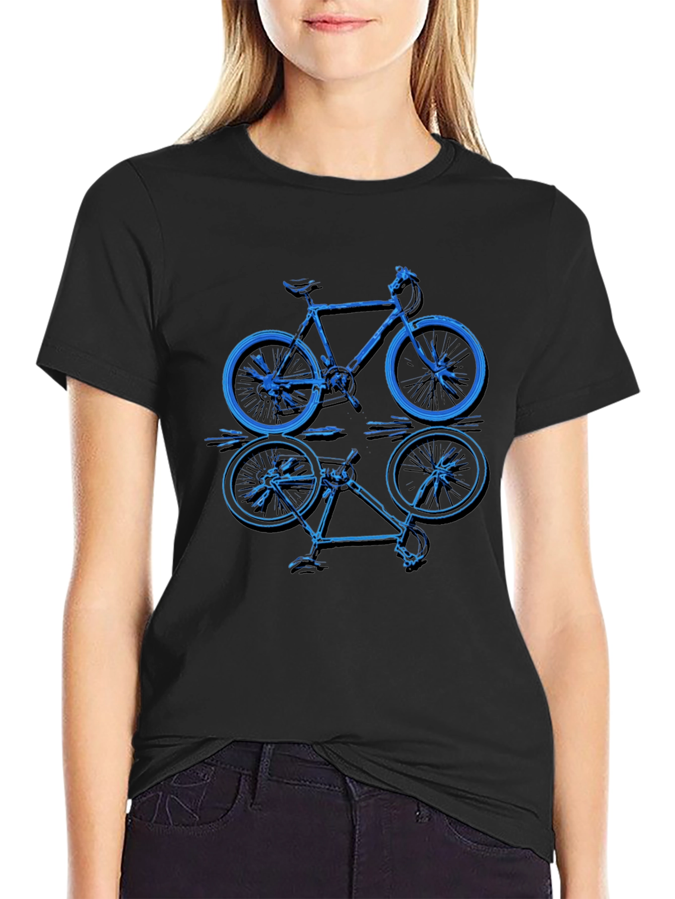 Bike Graphic T-Shirt - Black Cotton Blend Tee