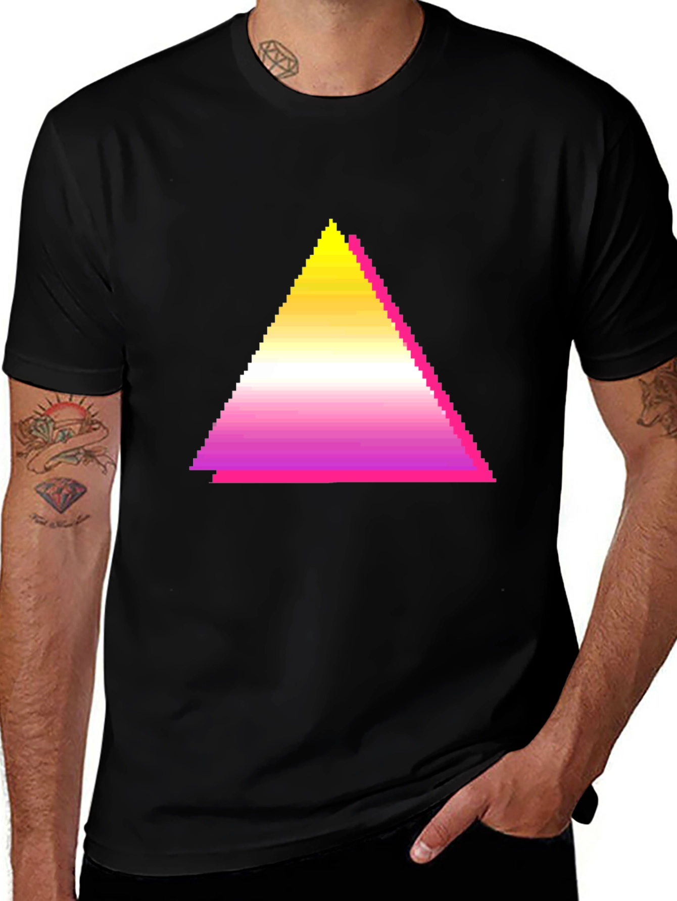 Pixel Gradient Triangle Graphic T-Shirt