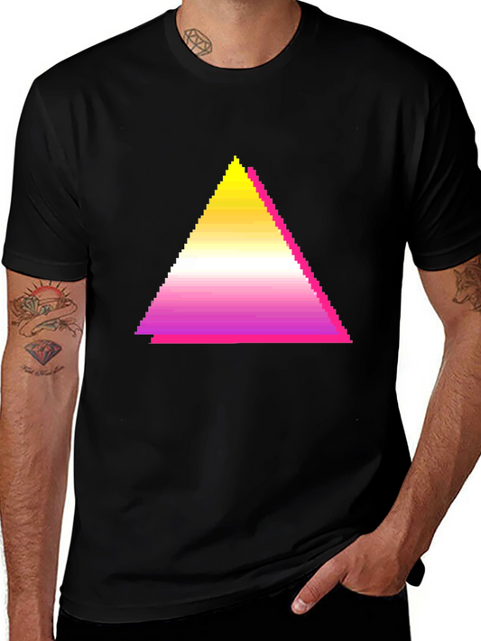 Pixel Gradient Triangle Graphic T-Shirt