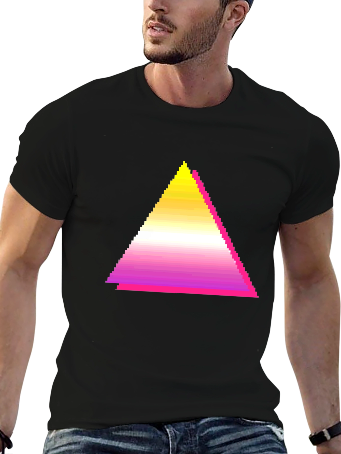 Pixel Gradient Triangle Graphic T-Shirt