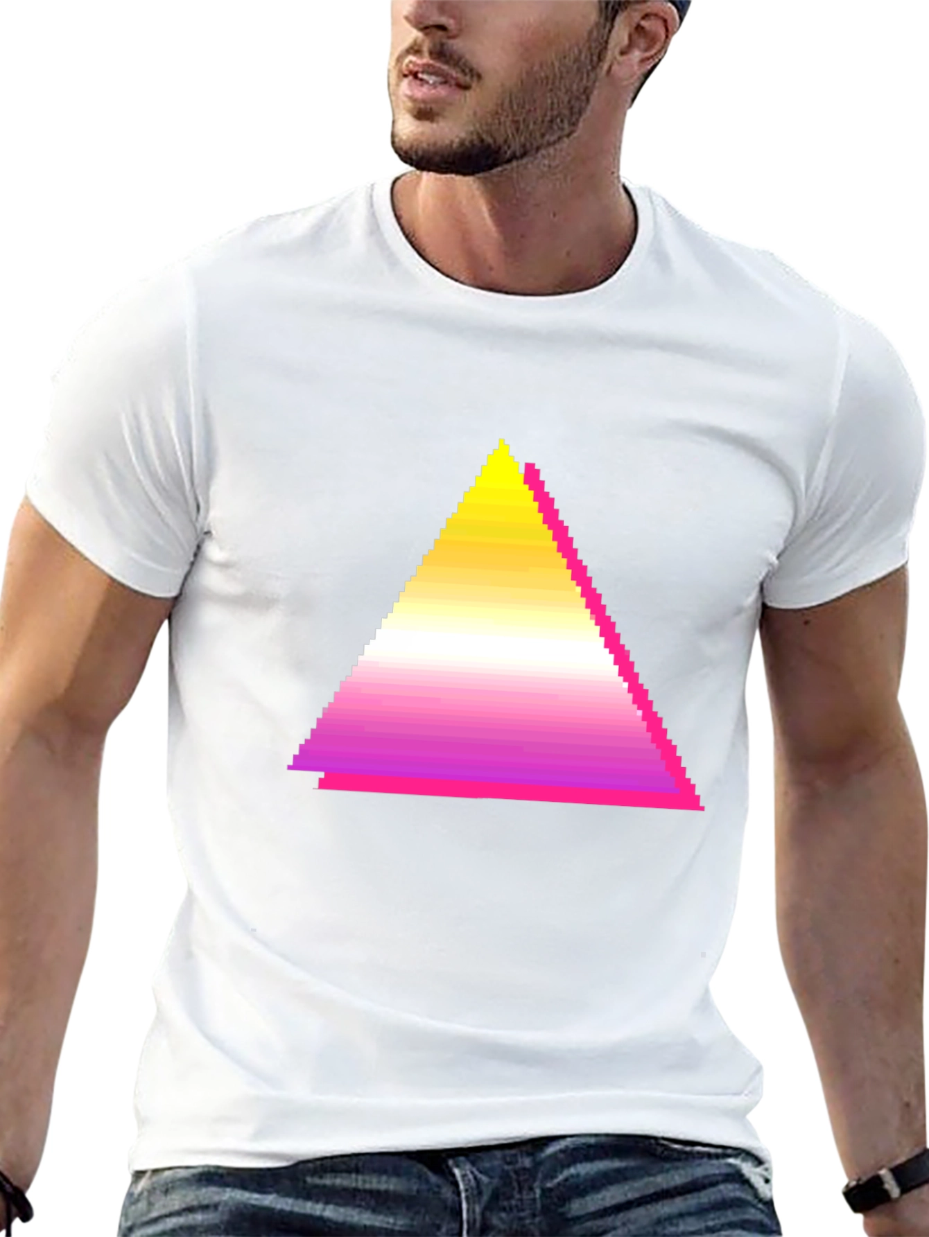 Pixel Gradient Triangle Graphic T-Shirt
