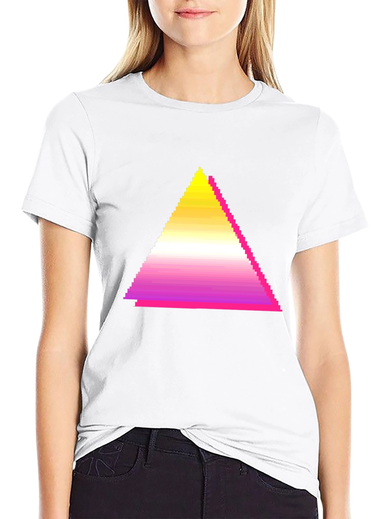 Pixel Gradient Triangle Graphic T-Shirt