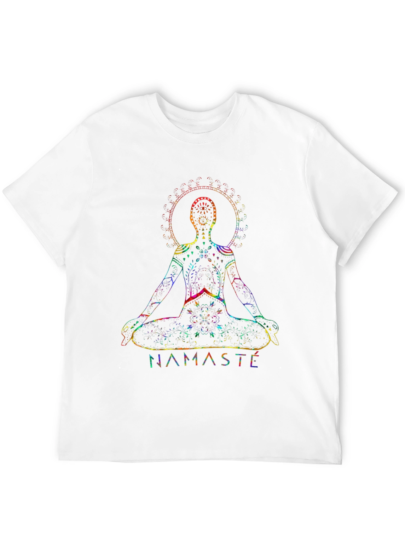 Namaste Yoga Rainbow Chakra Graphic Black T-Shirt