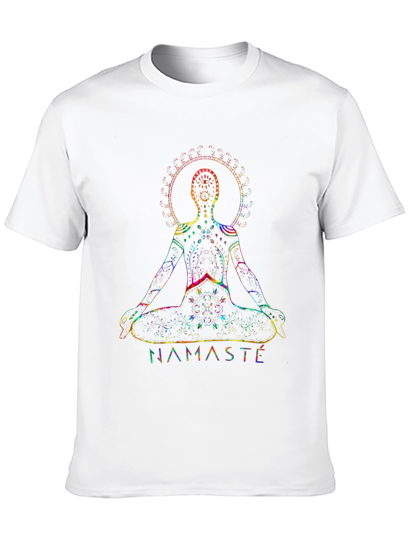 Namaste Yoga Rainbow Chakra Graphic Black T-Shirt